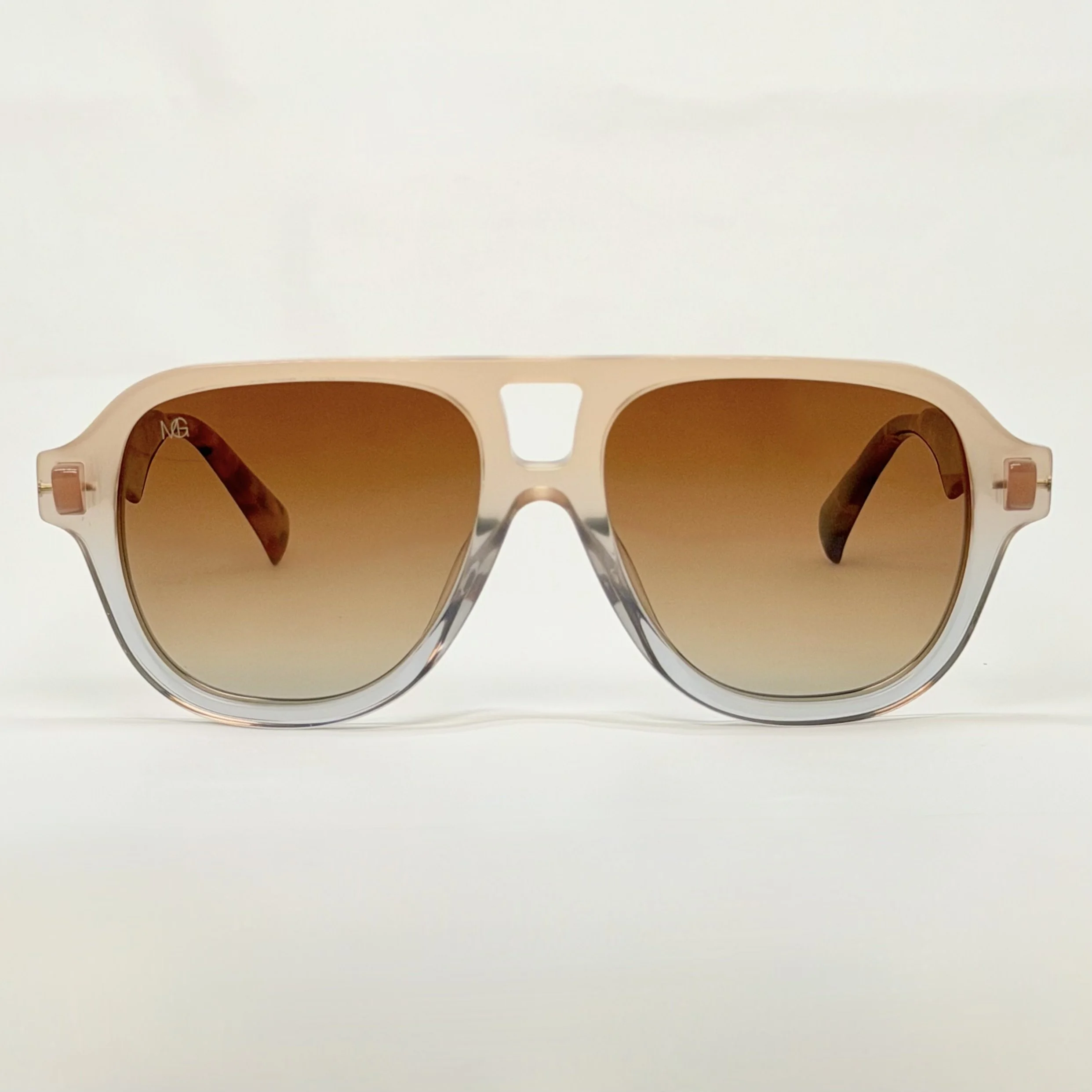 MauriGamba Tommasso Two-Tone Frame Tortoise Temples Brown Gradient Lens Unisex Luxury Sunglasses