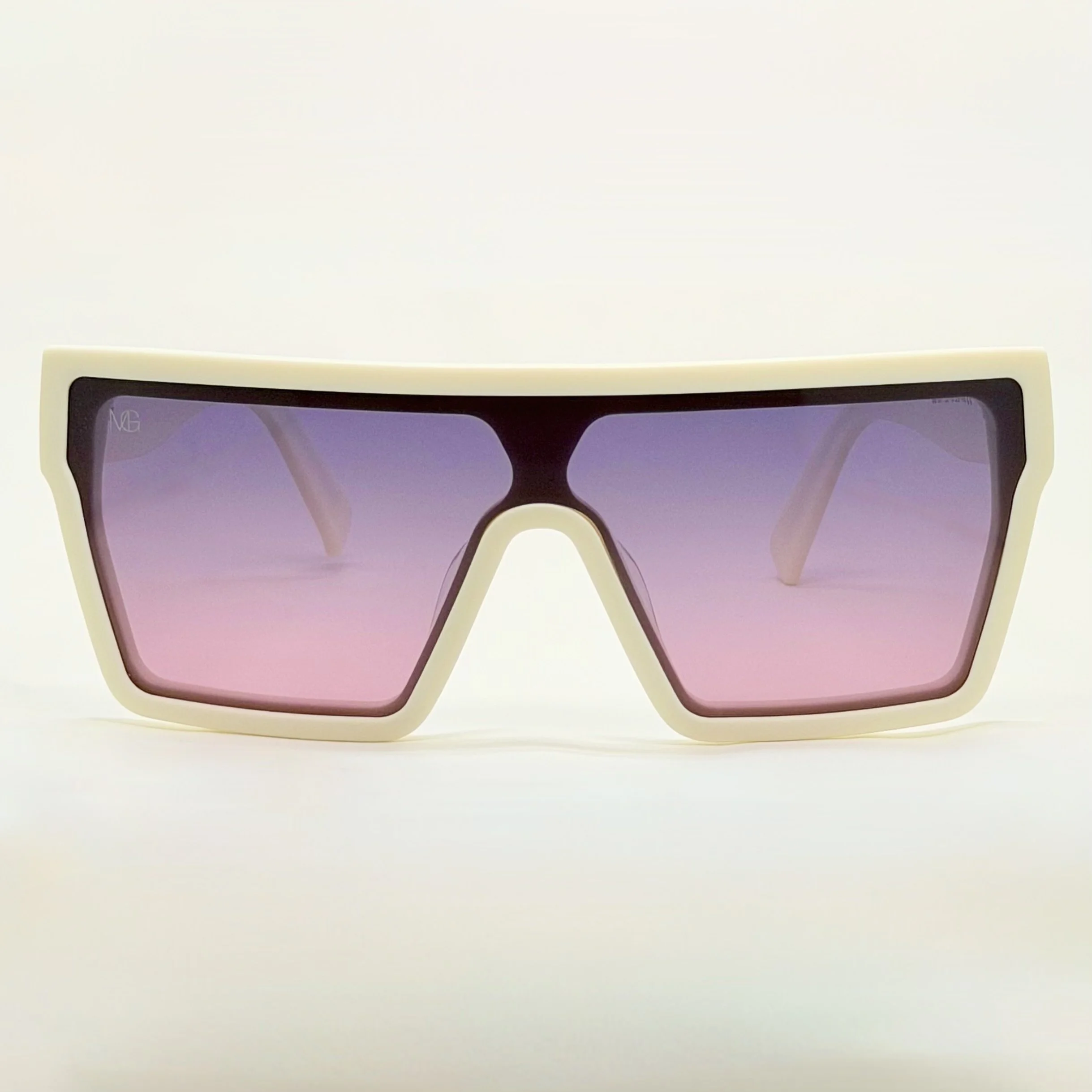 MauriGamba Santino White Cream Frame Gradient Multicolor Lens Unisex Luxury Sunglasses
