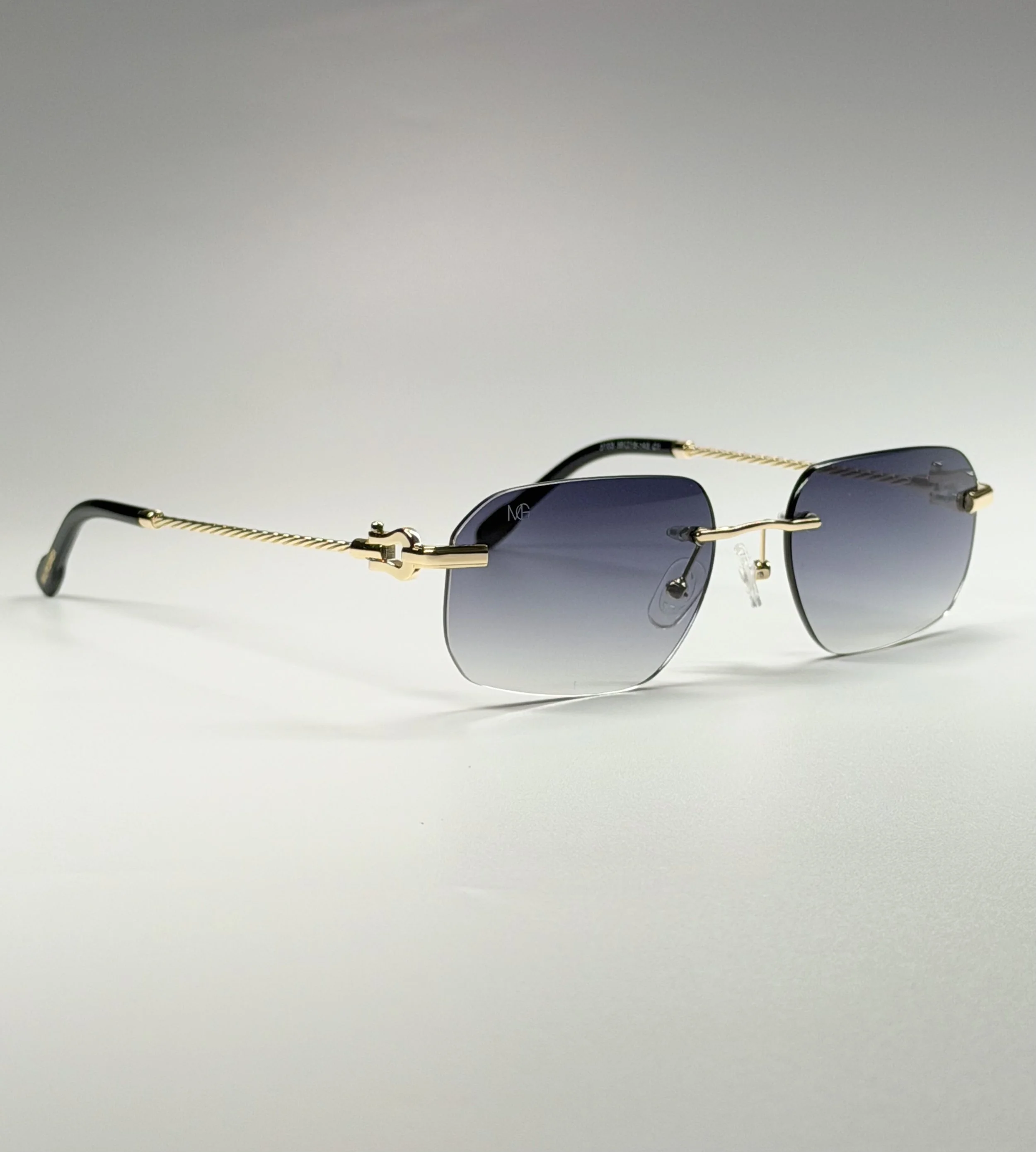 MauriGamba JK Gold Metal Frame Blue Gradient Lens Unisex Luxury Sunglasses