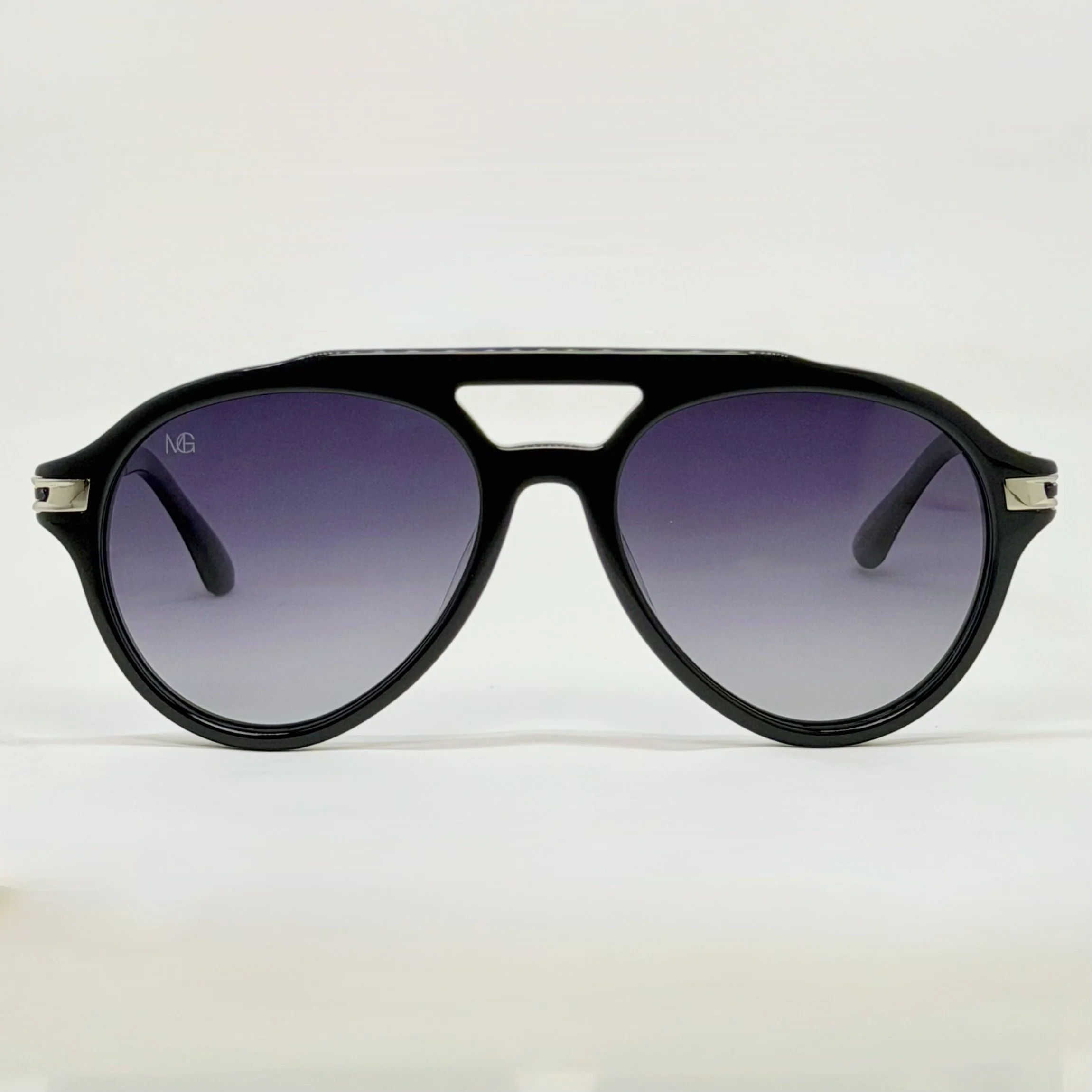 MauriGamba Arthur Black & Silver Aviator Sunglasses – Black Lenses | Italian Luxury Unisex Eyewear