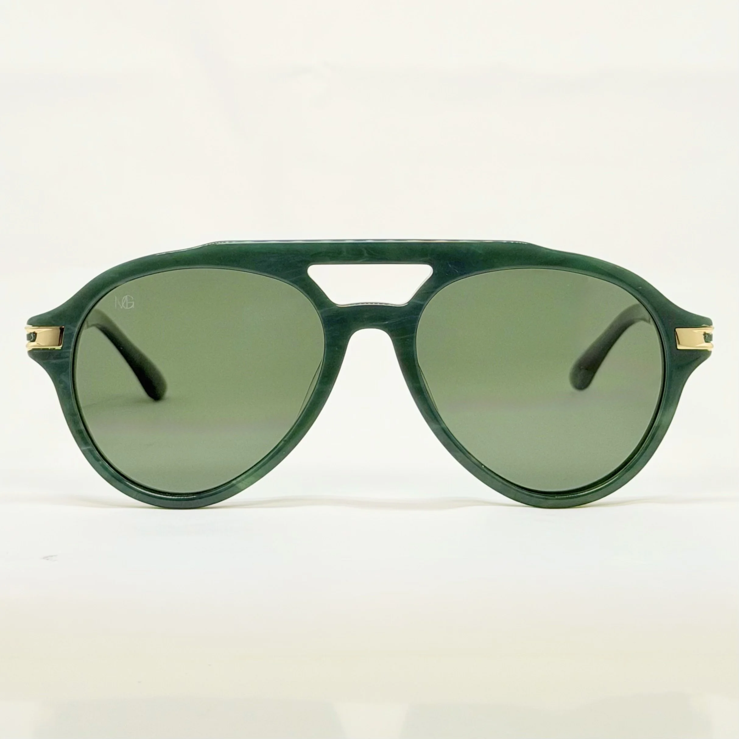 MauriGamba Arthur Emerald Marble Aviator Sunglasses – Green Lenses | Italian Luxury Unisex Eyewear