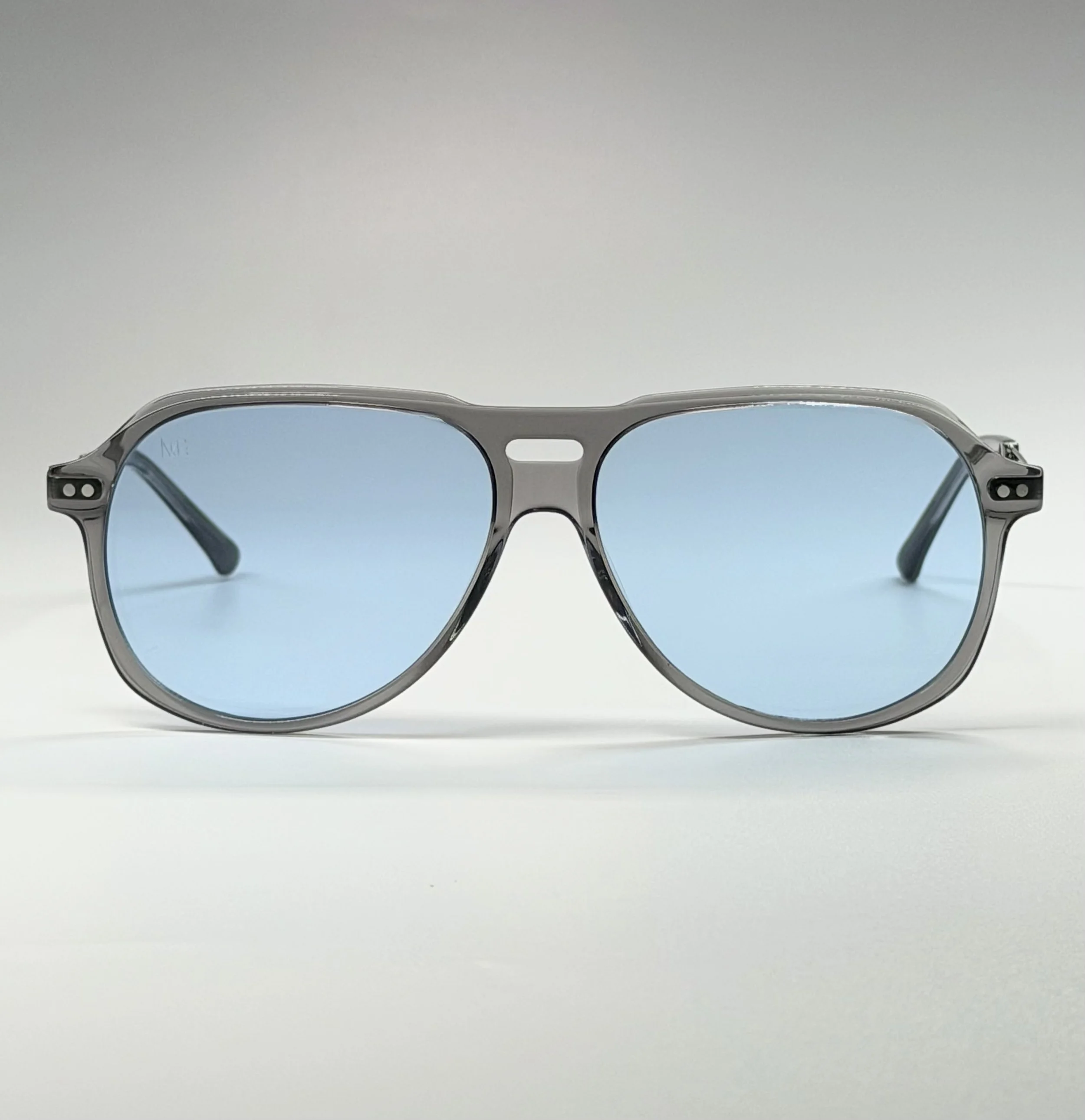 Blue Lenses · Crystal Smoke Frame · Matteo Unisex Luxury Sunglasses