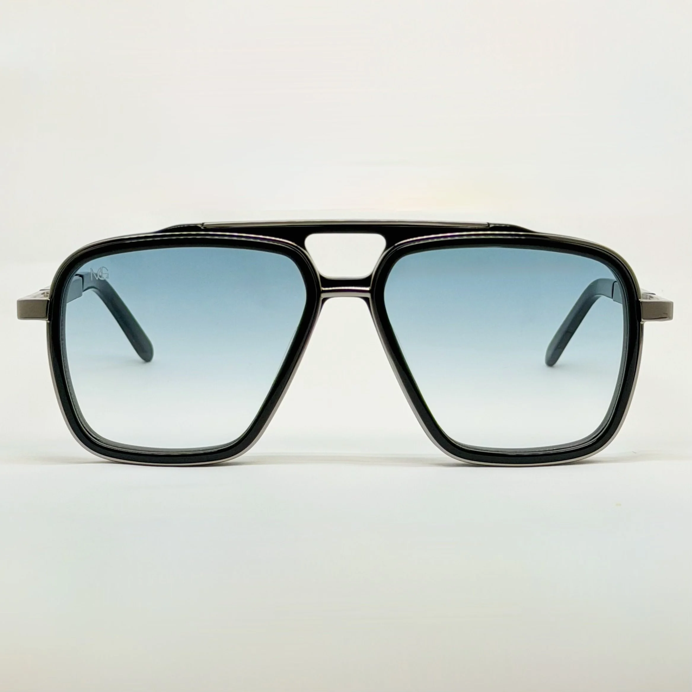 Black & Gunmetal • Blue Gradient Polarized Lenses • Unisex Luxury Sunglasses