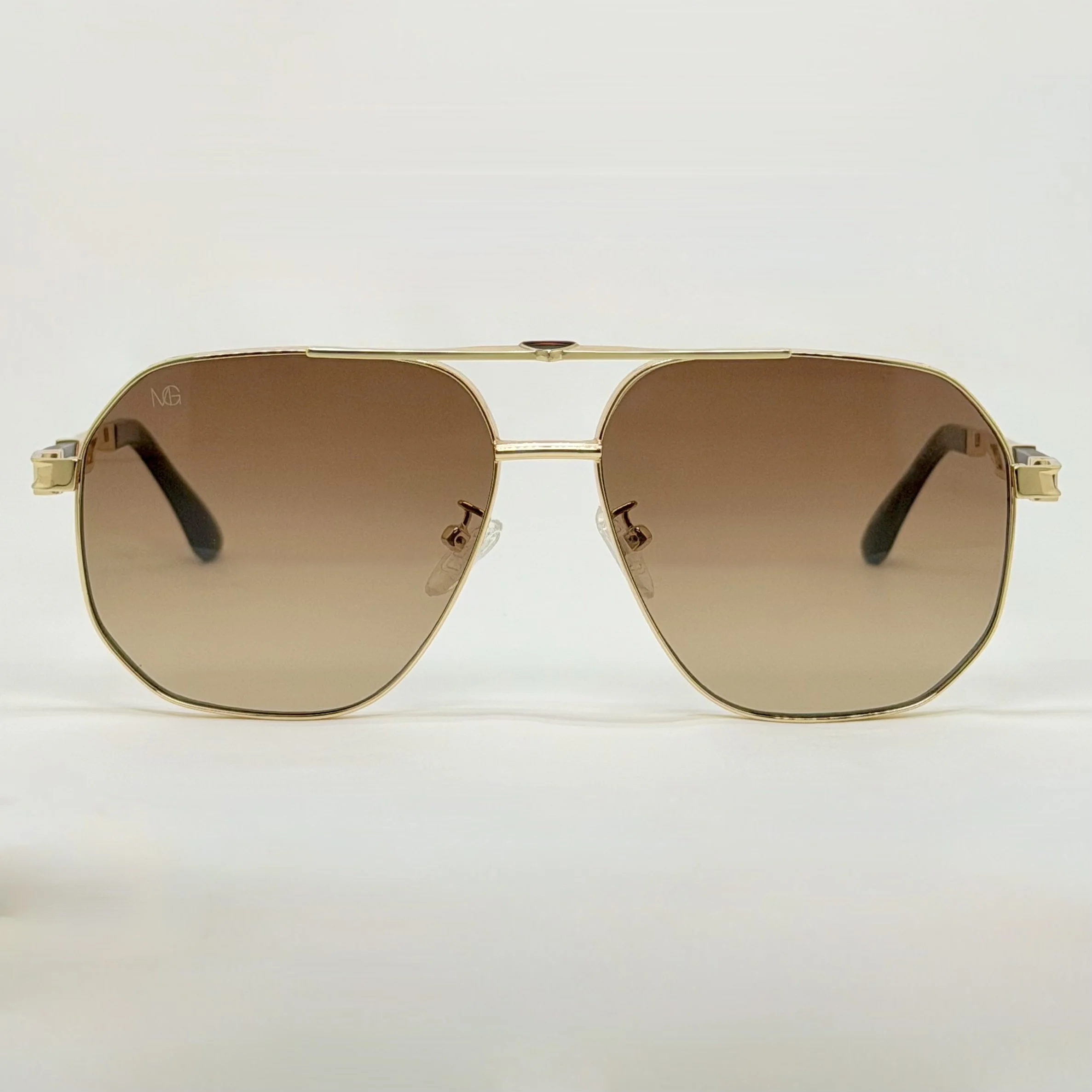 MauriGamba Gaia Geometric Gold Frame Brown Gradient Lens Unisex Luxury Designer Sunglasses