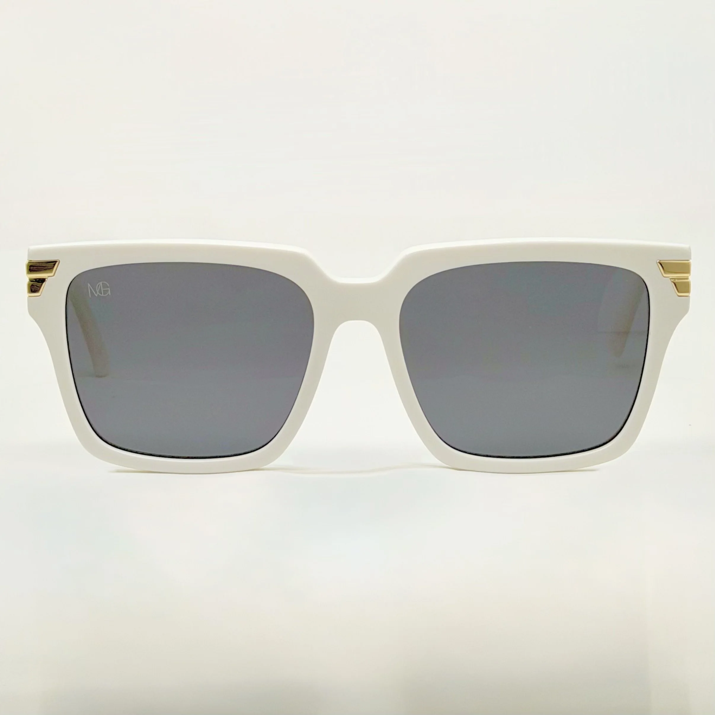 MauriGamba Raquel White Frame Black Lens Unisex Luxury Sunglasses