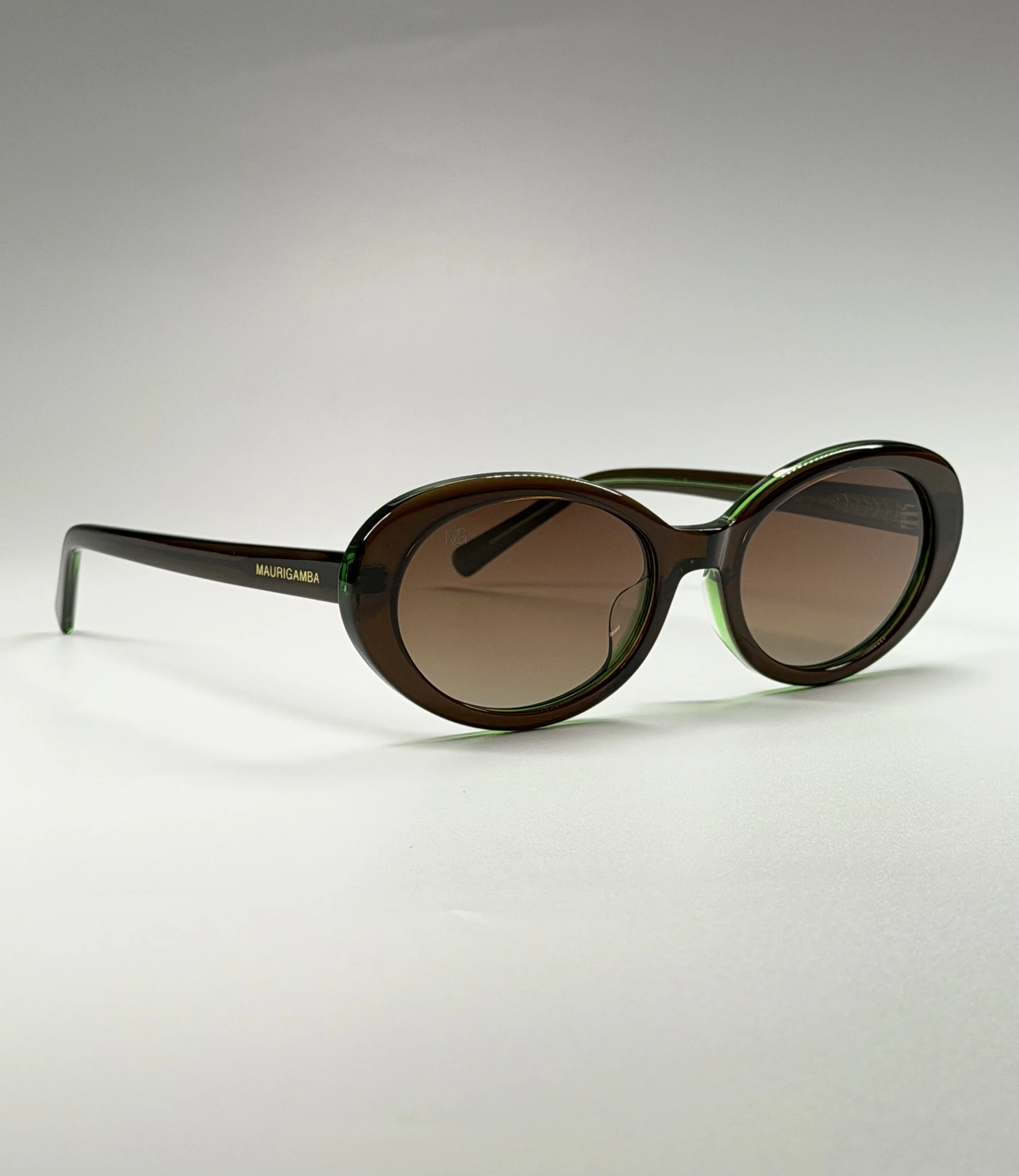 MauriGamba Ingrid Green Crystal Brown Gradient Sculpted Bridge Women’s Luxury Sunglasses