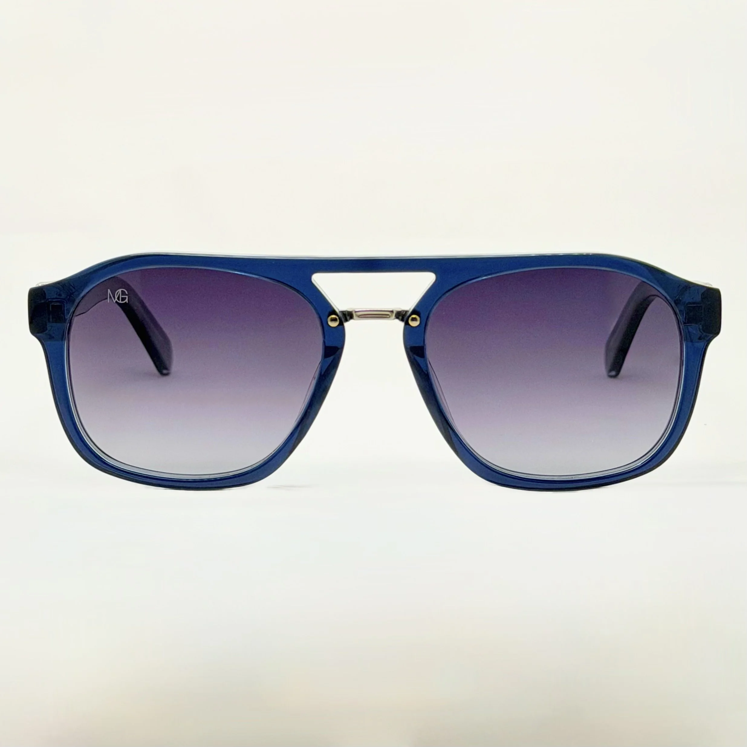 MauriGamba Paolo Unisex Navy Blue Frame Silver Detail Luxury Sunglasses