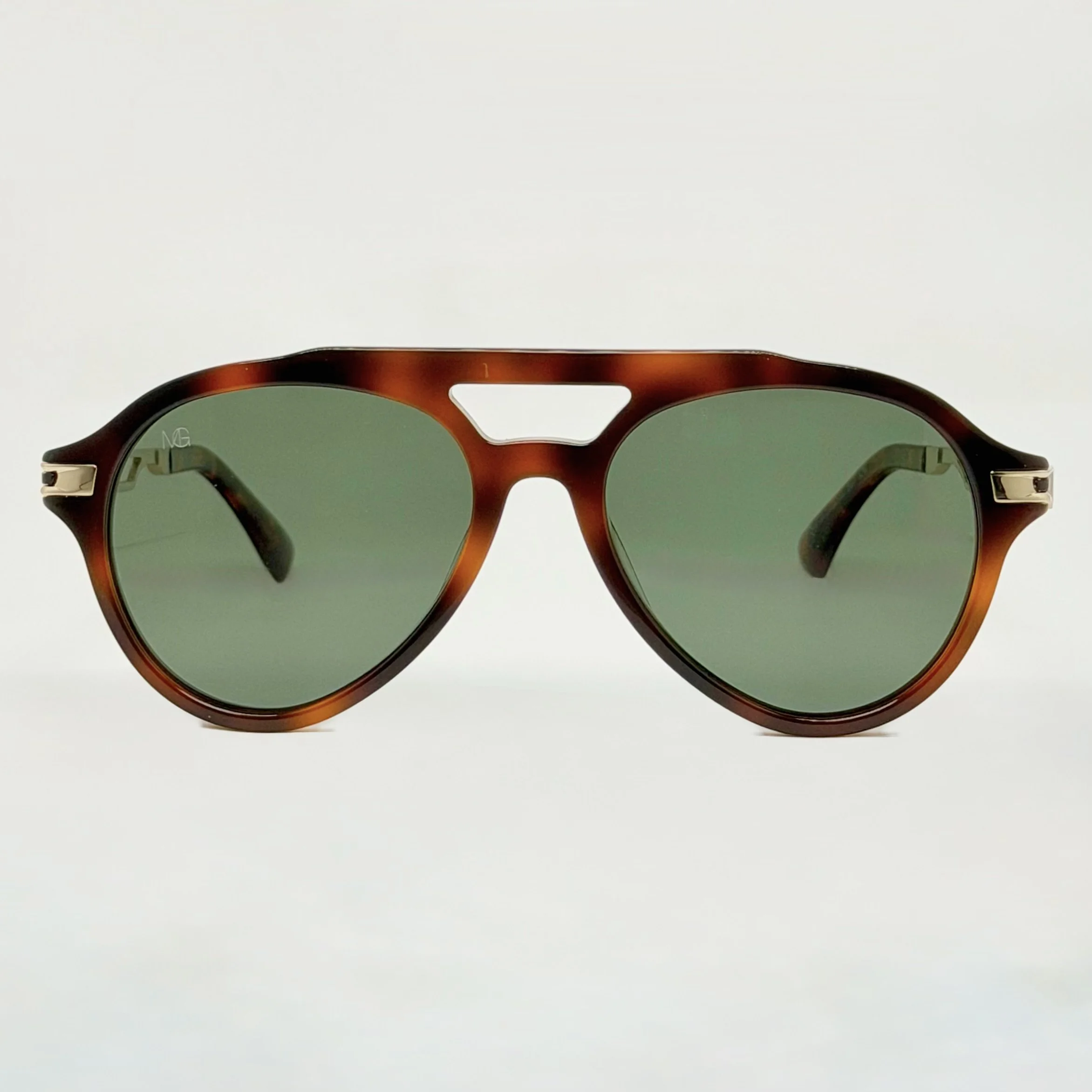 MauriGamba Arthur Tortoise Aviator Sunglasses – Green Lenses | Italian Acetate Unisex Designer Eyewear