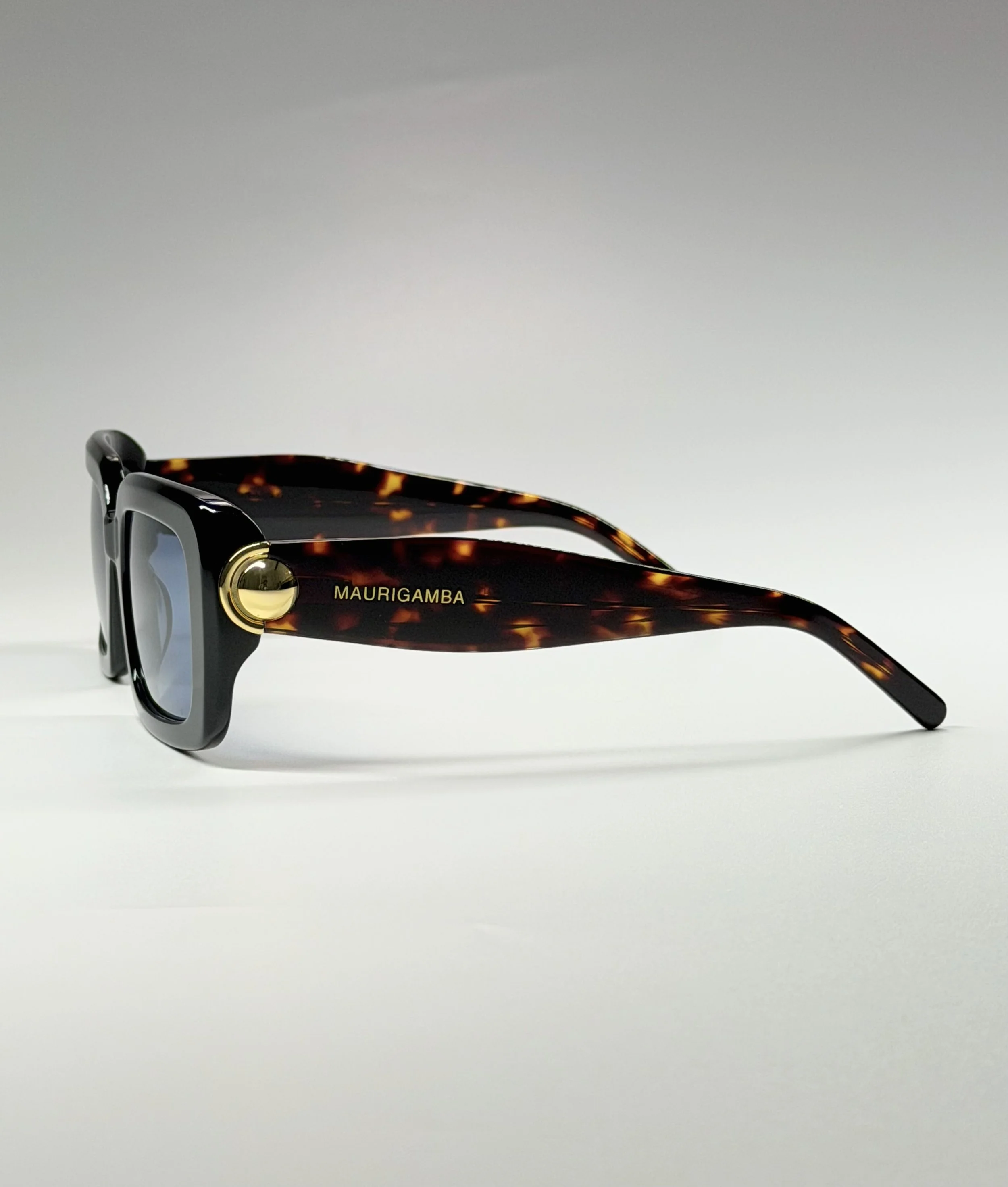 Tortoise Acetate Temples · Sculpted Oversized Shape · Signature Gold Hardware