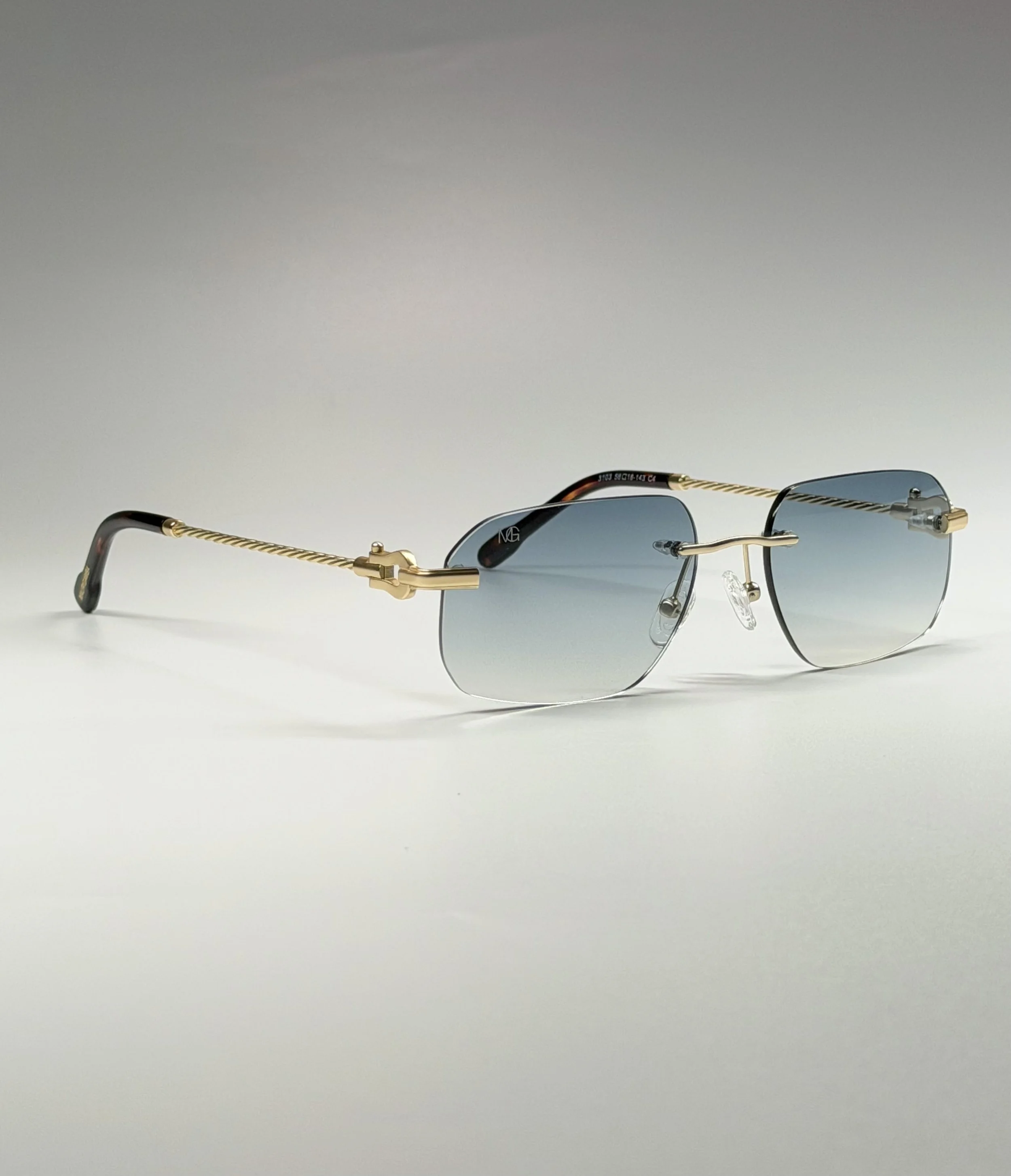 MauriGamba JK Gold Frame Ice Blue Gradient Lens Unisex Luxury Sunglasses