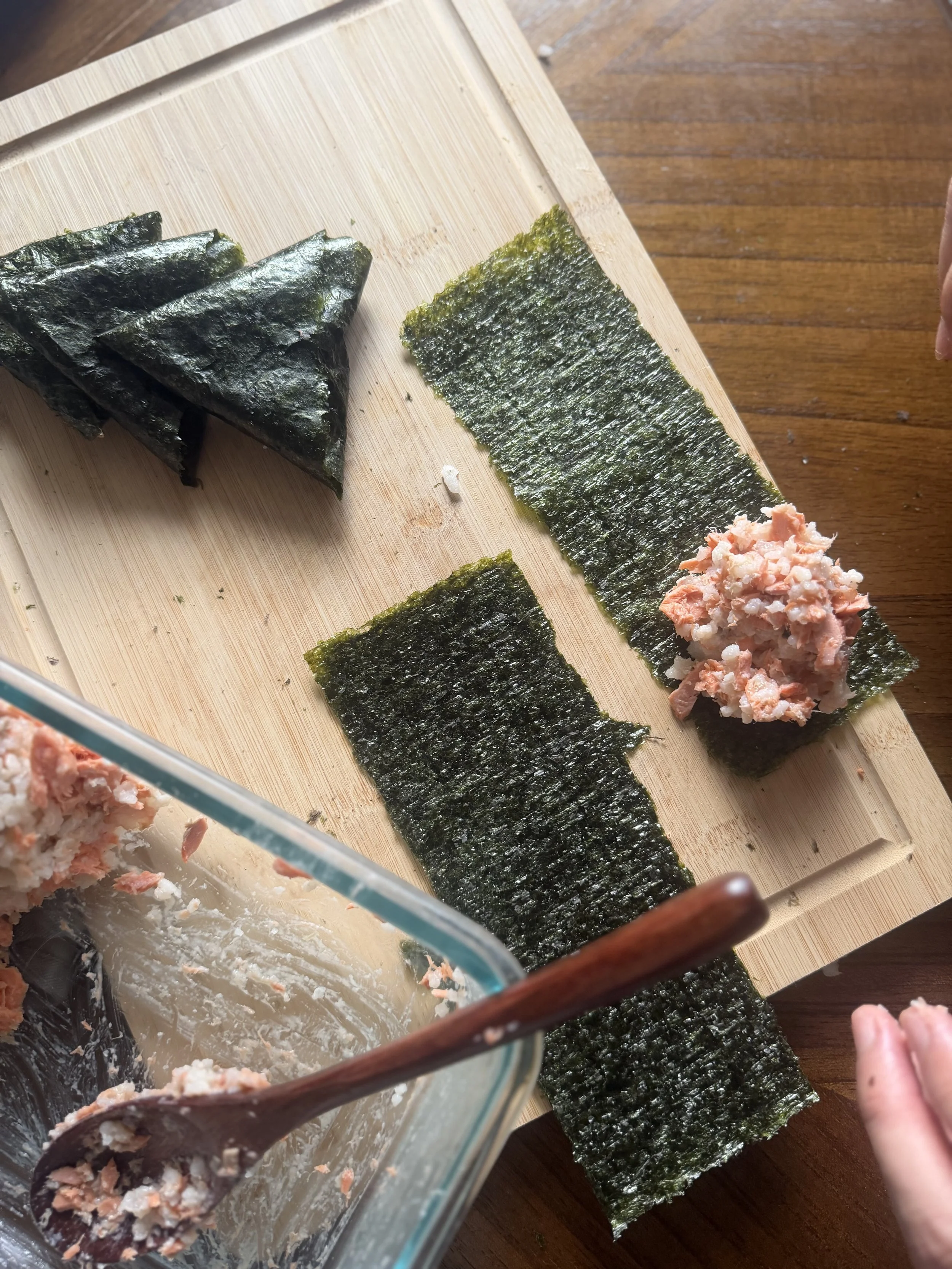 Gut-Healthy Coconut Sticky Rice Samgak Triangle Kimbap (Protein-Packed &amp; Kid-Approved)