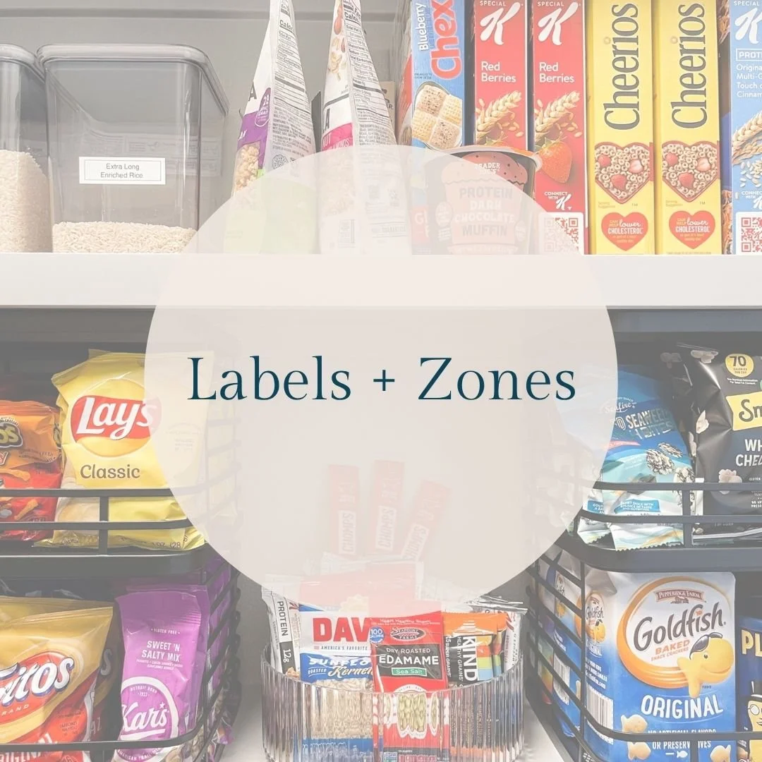 Labels + zones aren&rsquo;t just for pantries &mdash; they&rsquo;re the foundation of an organized home. 

When every item has a defined &ldquo;home&rdquo; and is clearly labeled, it&rsquo;s easier to find what you need, stay tidy, and keep clutter f