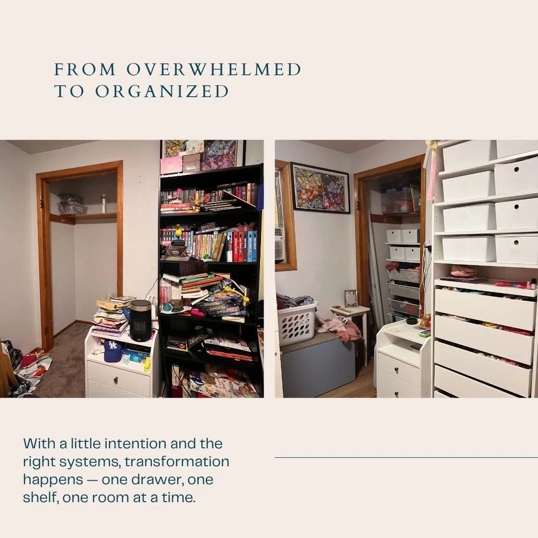 A little proof that small changes can make a big difference. 

By decluttering, zoning, and creating simple storage systems, this room went from chaotic to calm. Now everything has a place &mdash; and staying organized doesn&rsquo;t feel like a chore