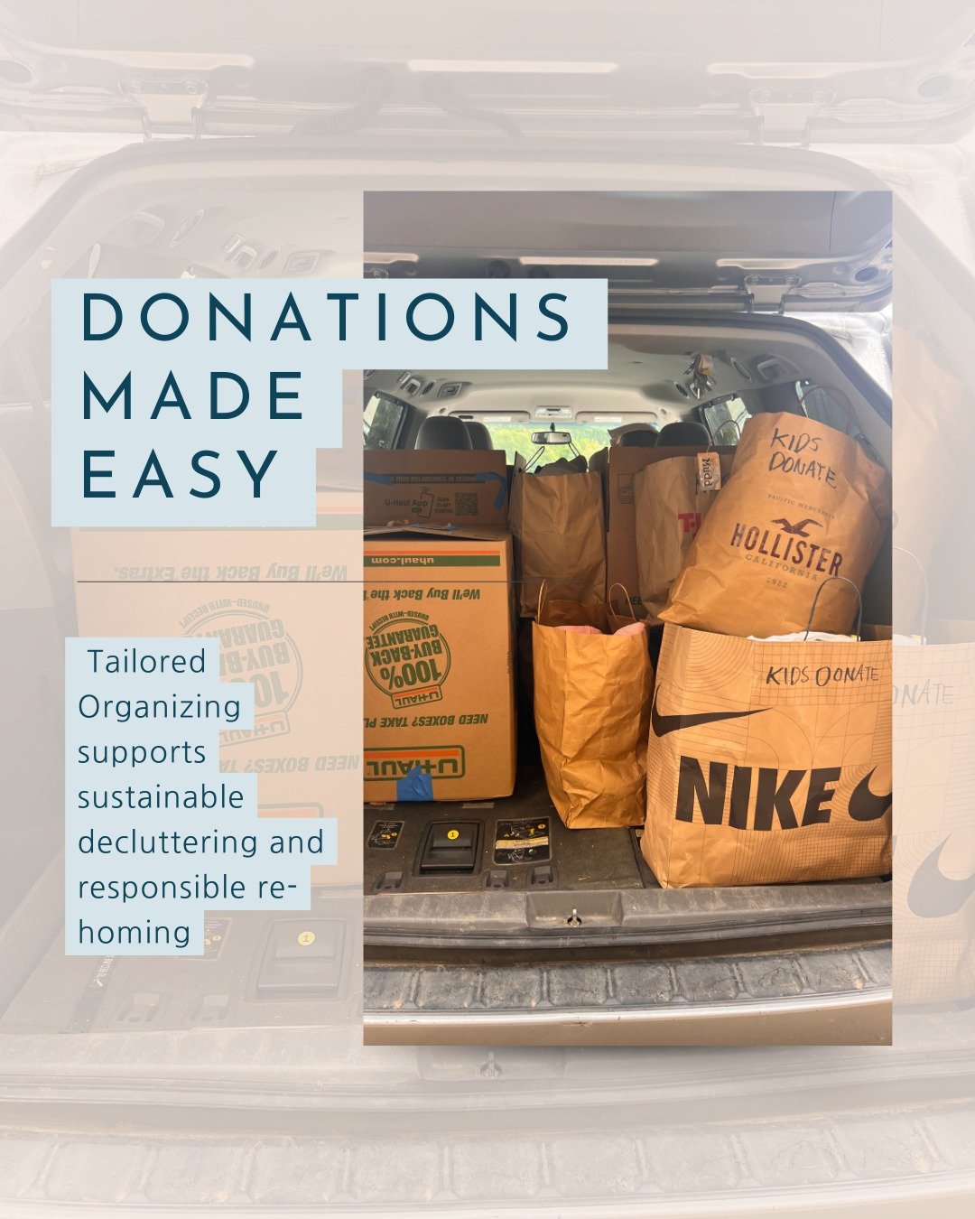 Donation made easy &mdash; Salem OR. Keep a dedicated bin and schedule monthly drop-offs. Tailored Organizing supports sustainable decluttering and responsible re-homing. Learn more at tailoredorganizing.com.

#straightenitup #tailoredorganizing #weg