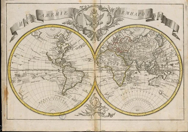 a Russian map of the world from 1750-1759
