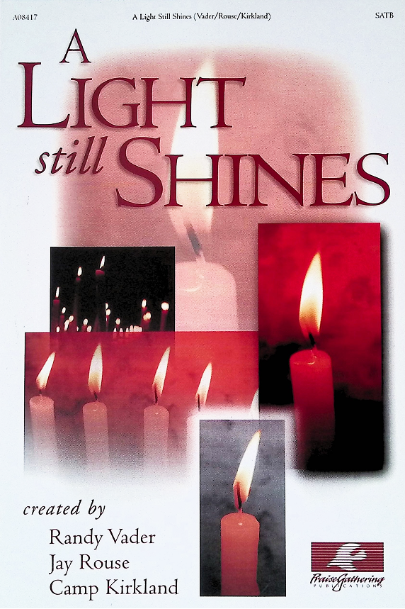 Cover of a book titled "A Light Still Shines" with images of candles and candle flames in various sizes and arrangements.