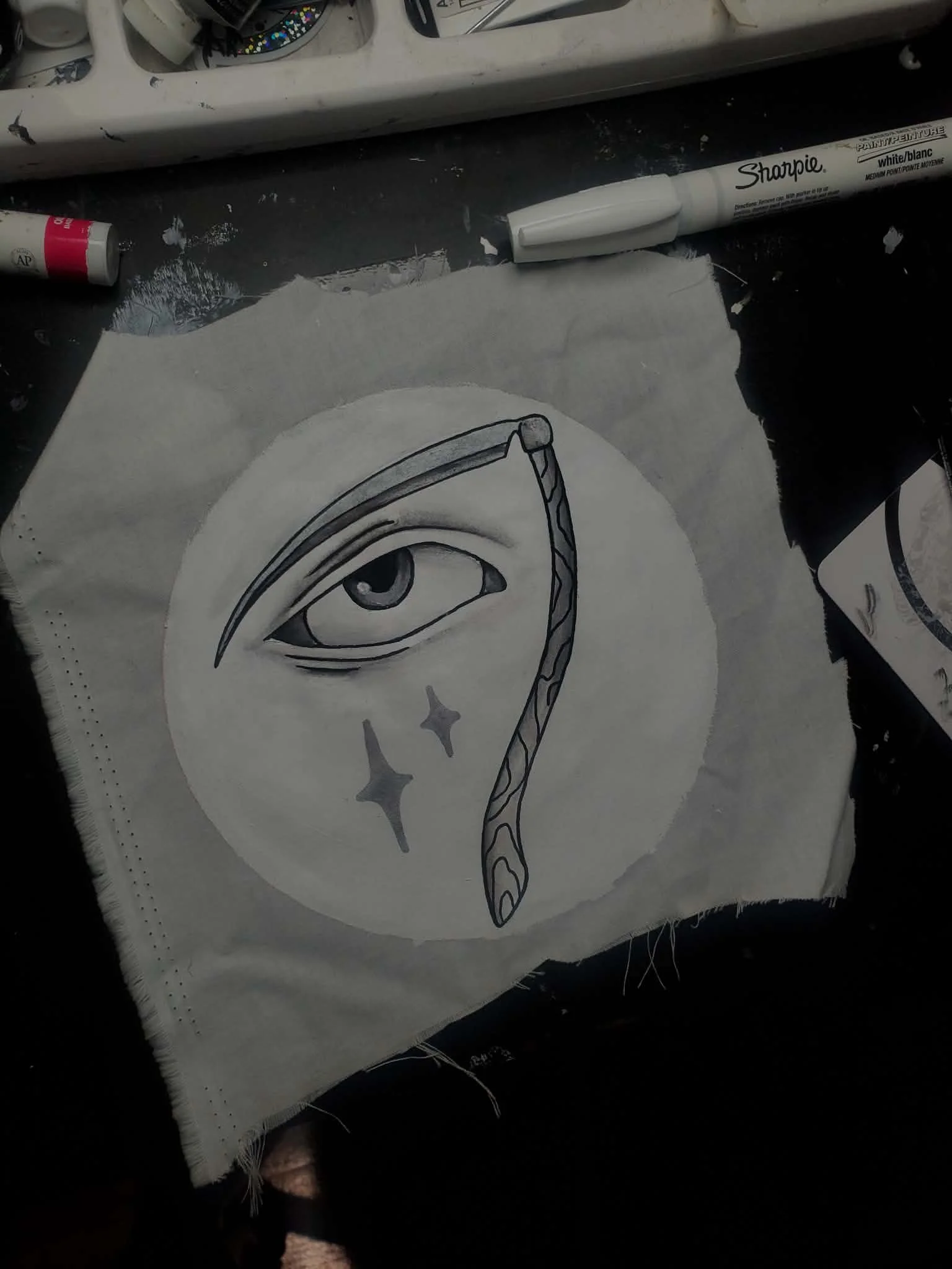 acrylic and ink on cotton 