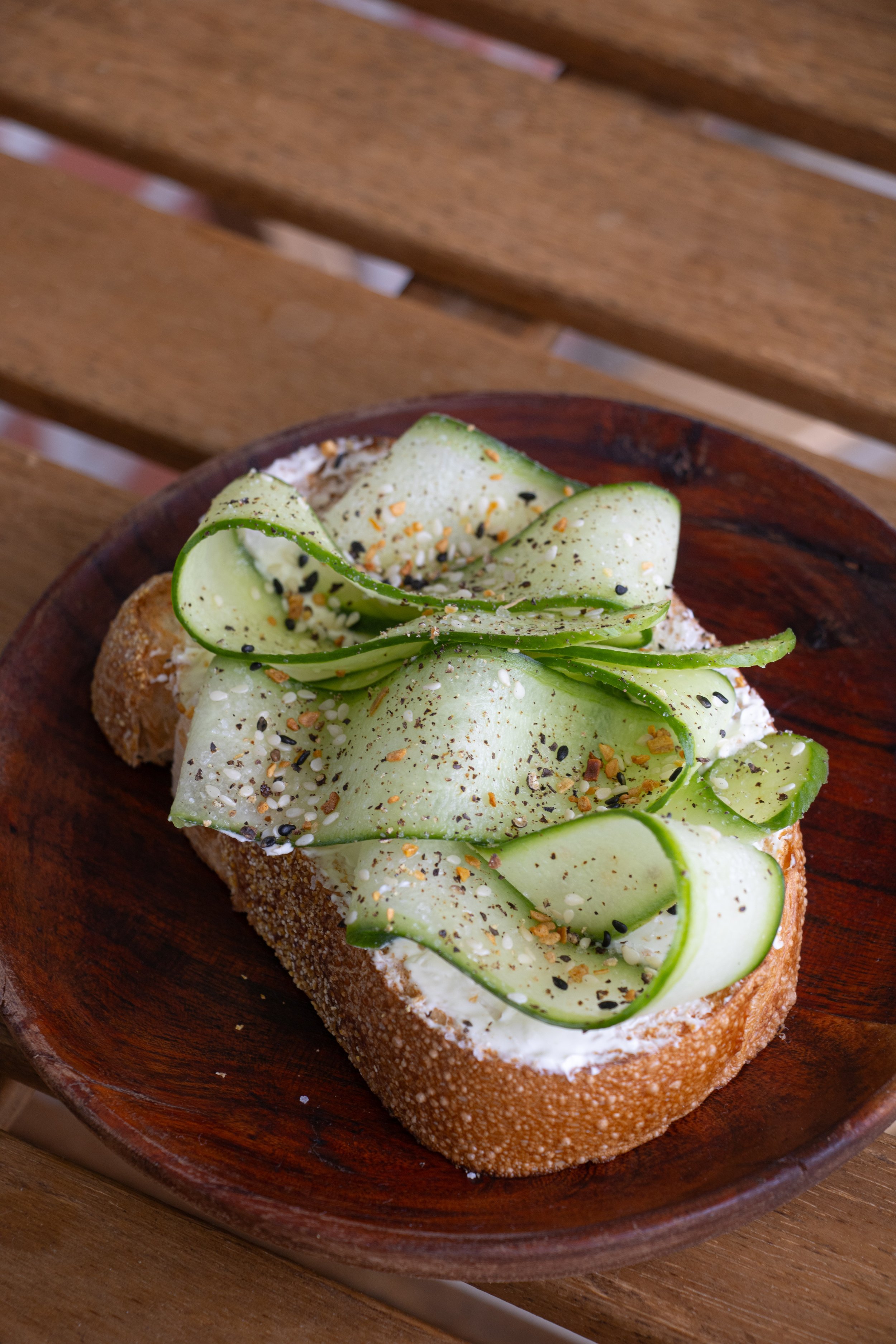 cucumber cream cheese toast