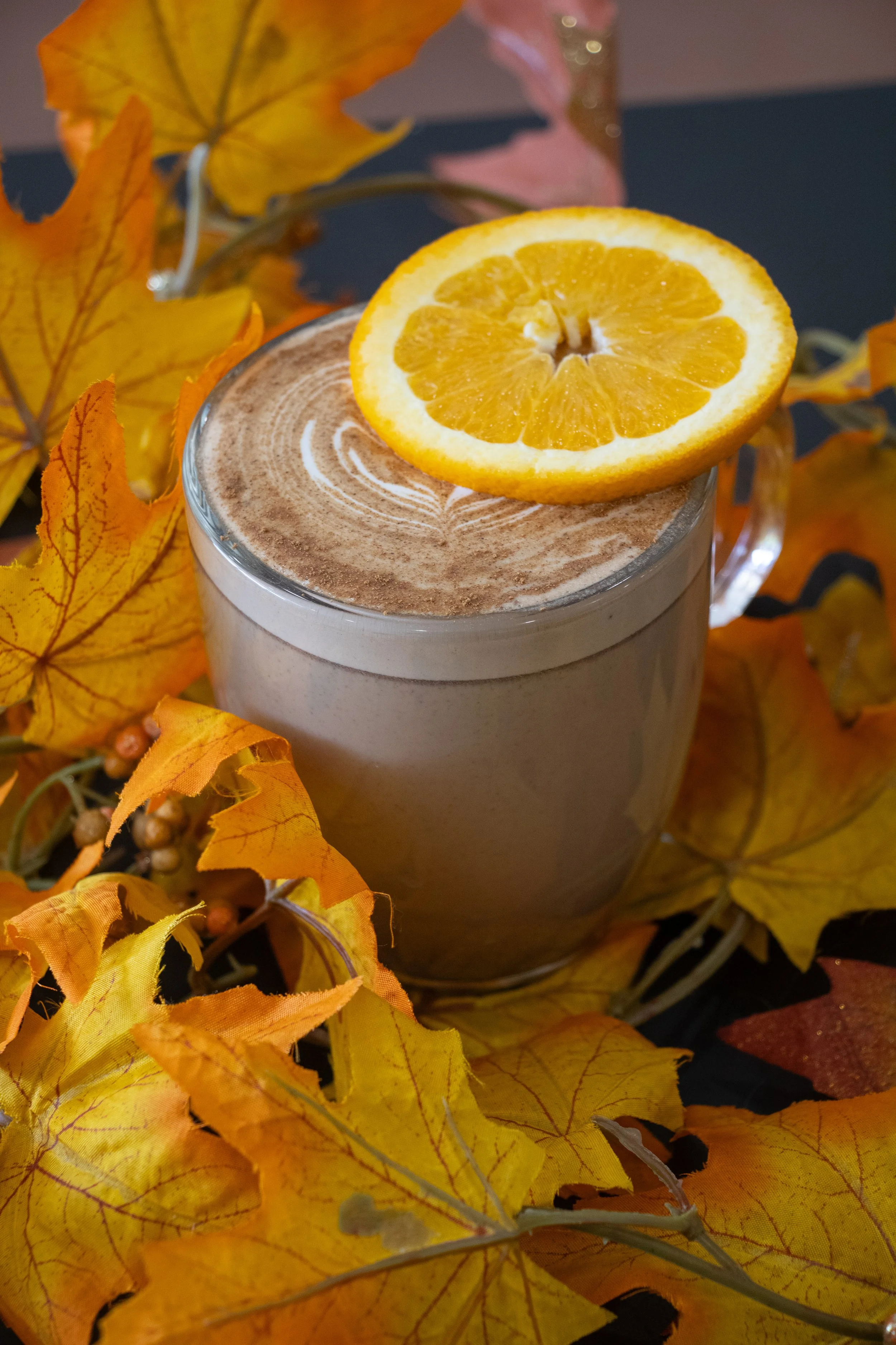 spiced orange or fire side chat latte