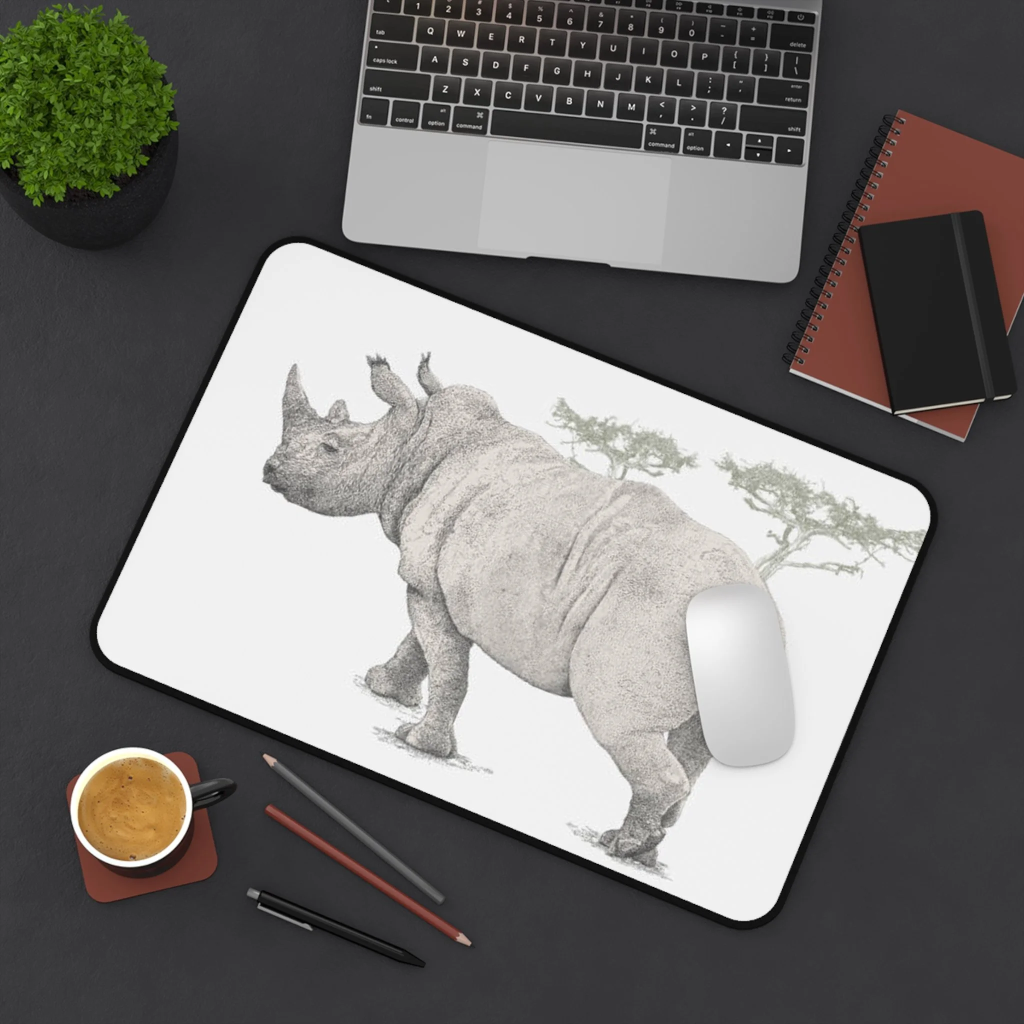 Rhino Illustration Mouse Pad