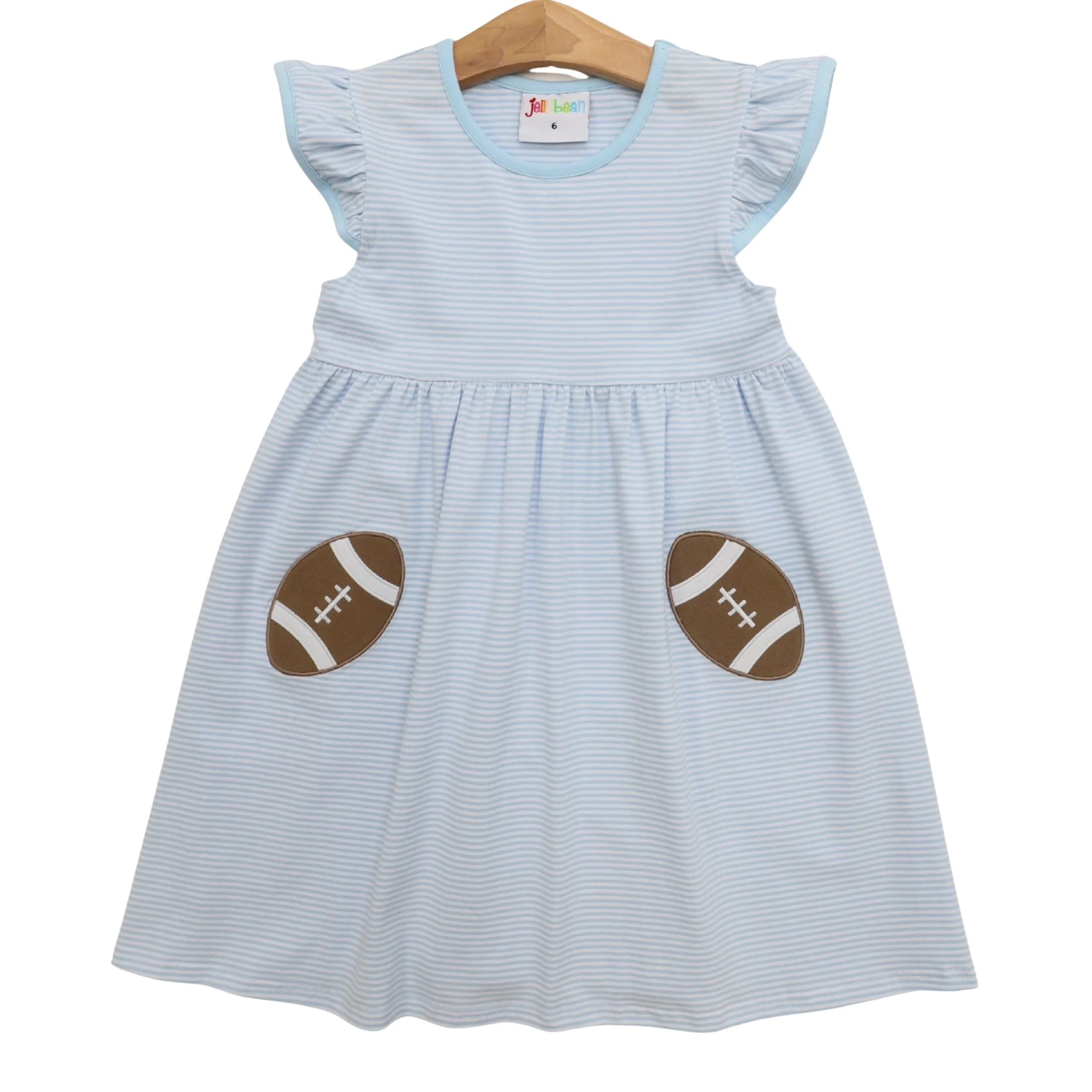Let's Cheer! Football Pocket Dress- Light Blue Stripe-0.jpg