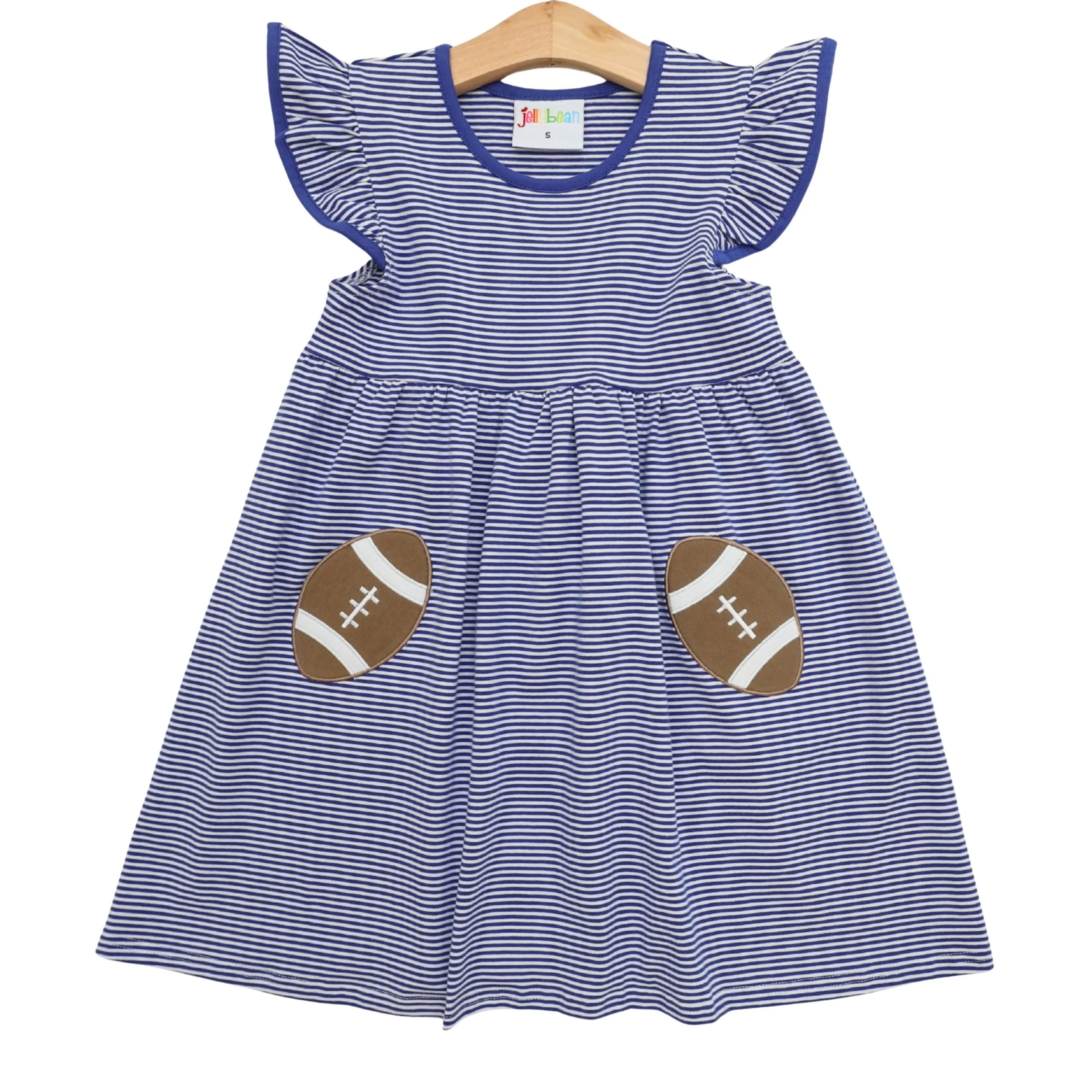 Let's Cheer! Football Pocket Dress- Royal Blue Stripe-0.jpg