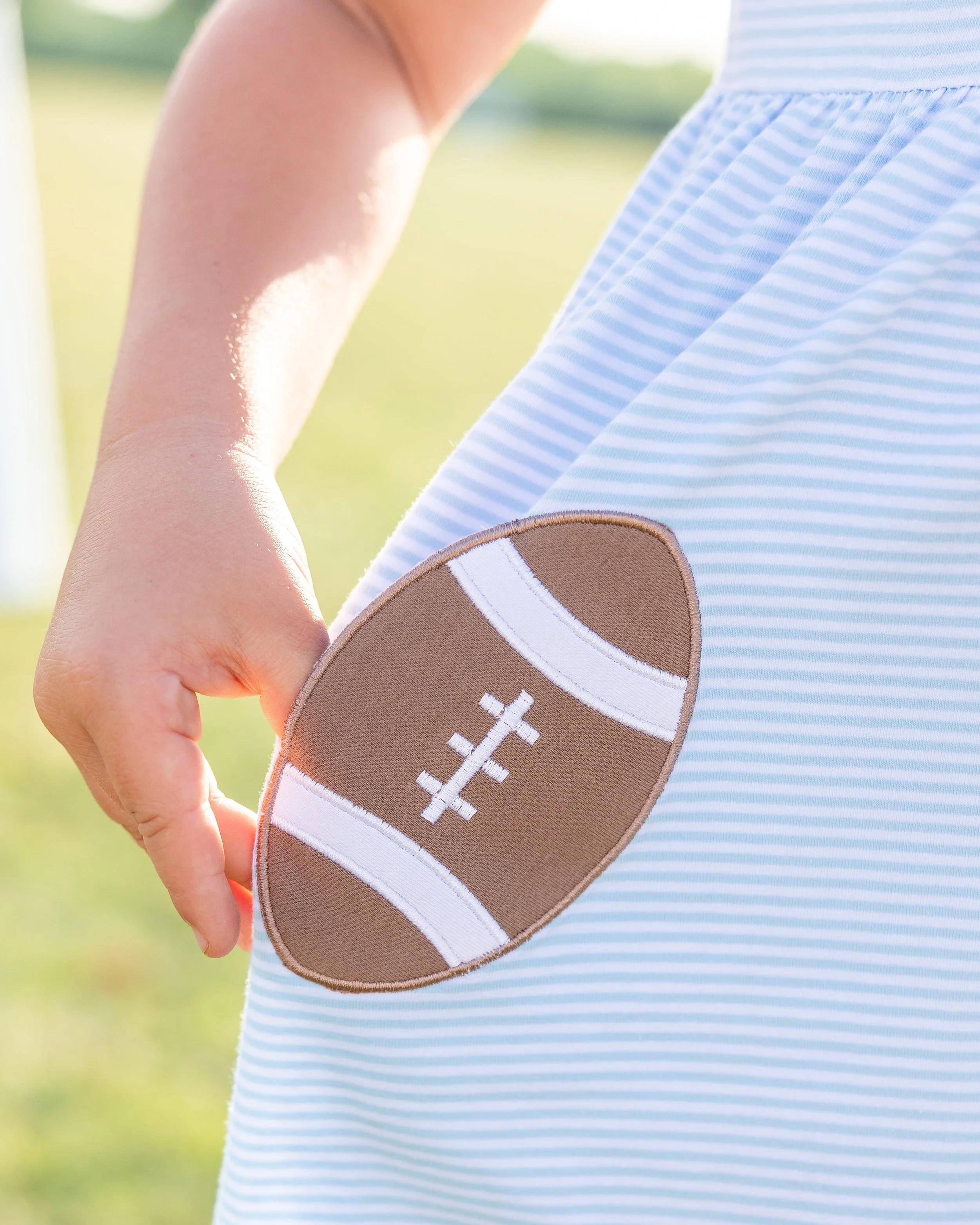 Let's Cheer! Football Pocket Dress- Light Blue Stripe-5.jpg