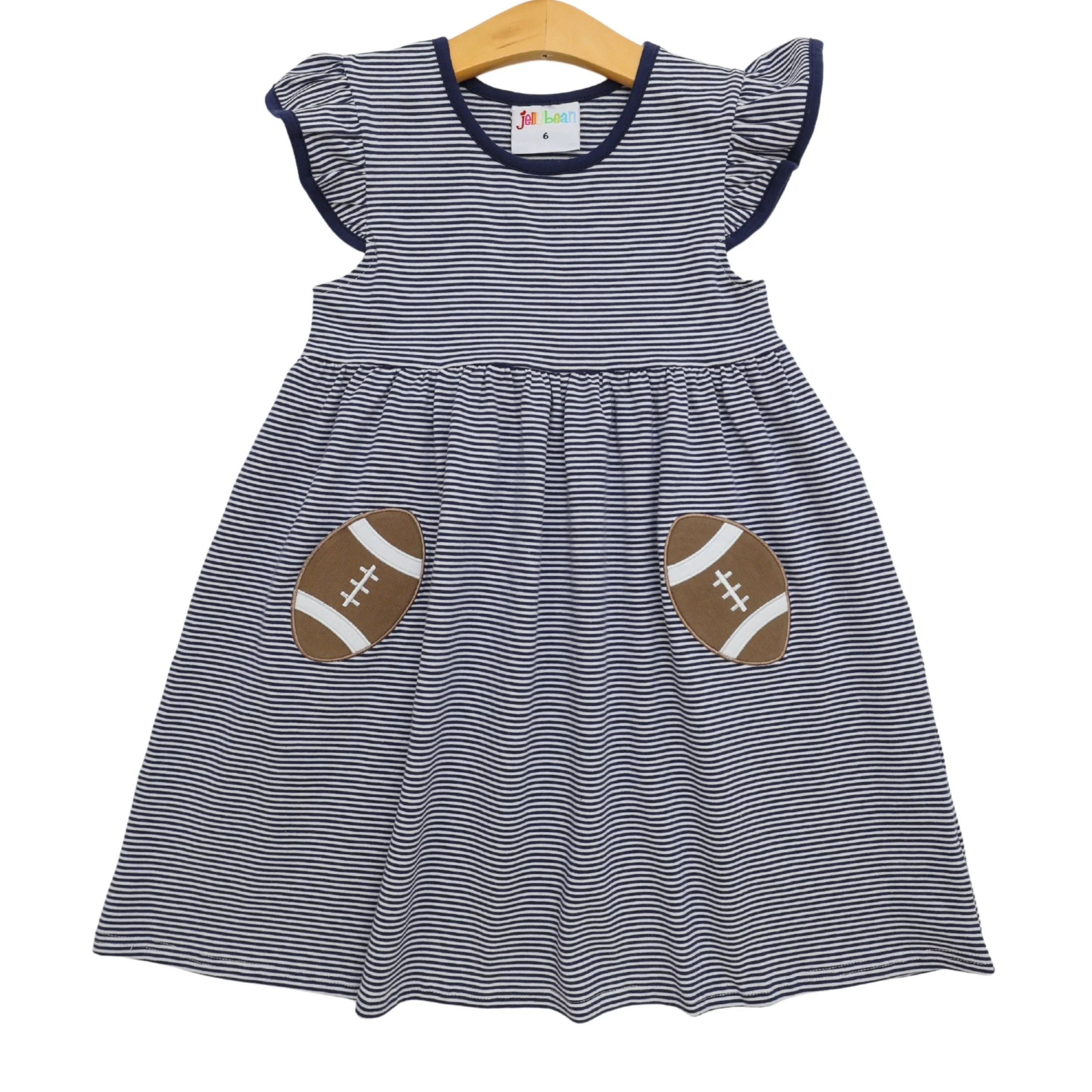 Let's Cheer! Football Pocket Dress- Navy Stripe-0.jpg