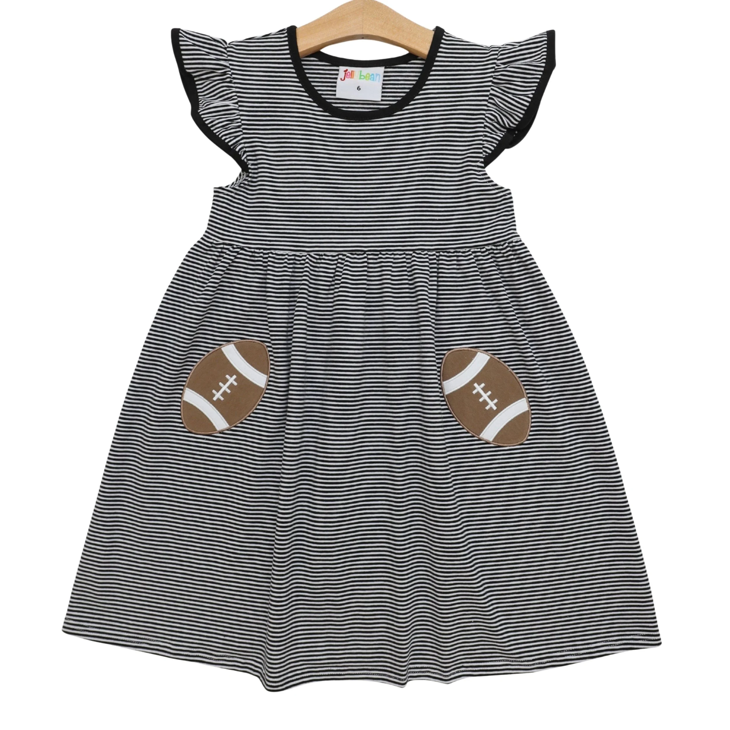 Let's Cheer! Football Pocket Dress- Black Stripe-0.jpg