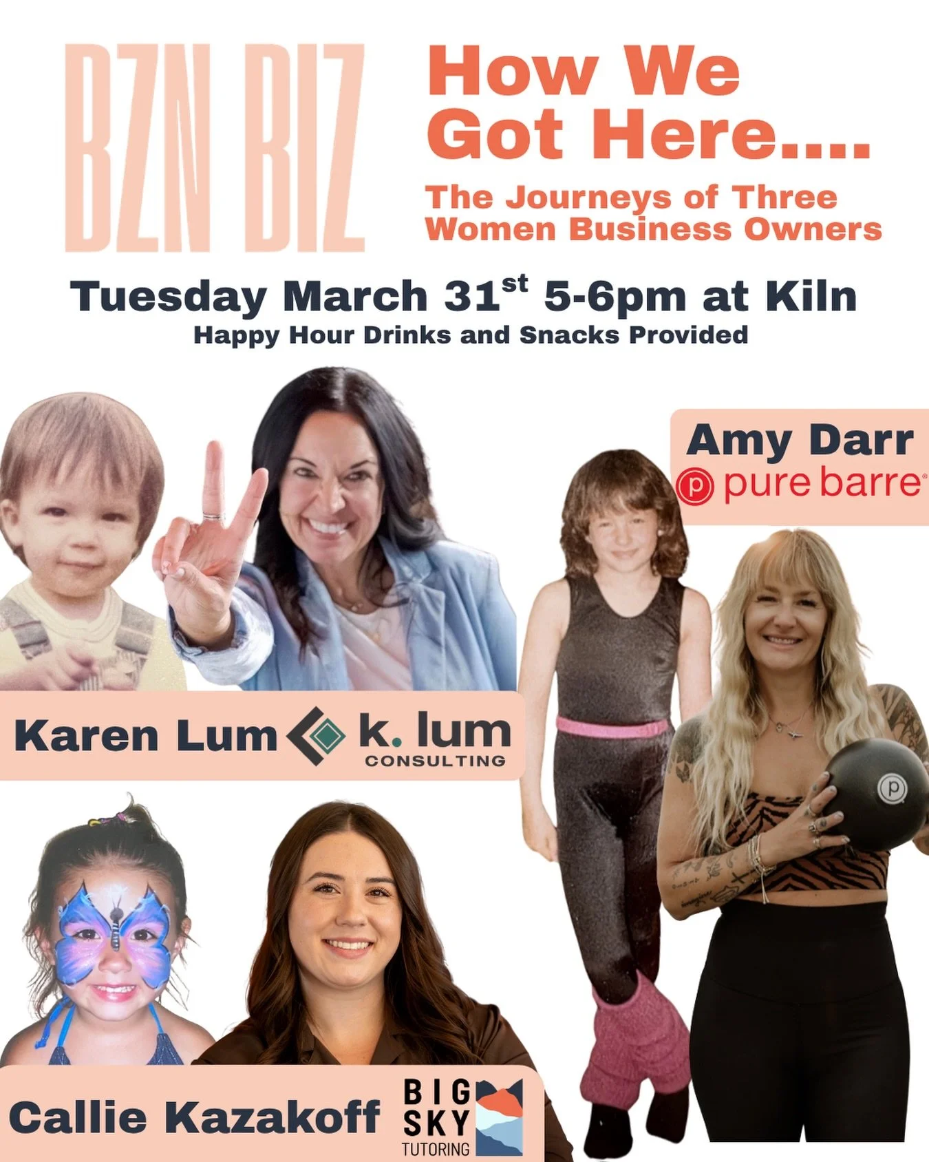 This coming Tuesday March 31st I&rsquo;m joining two amazing women in the Bozeman community to host a free happy hour at Kiln Cowork - part networking and part quick-round storytelling!
It&rsquo;s going to be a good time and I hope you will stop by a