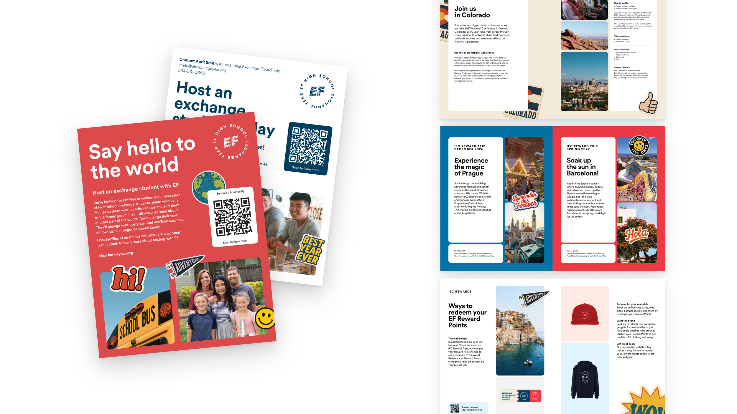 Posters used for host family recruitment and brochure outlining rewards program
