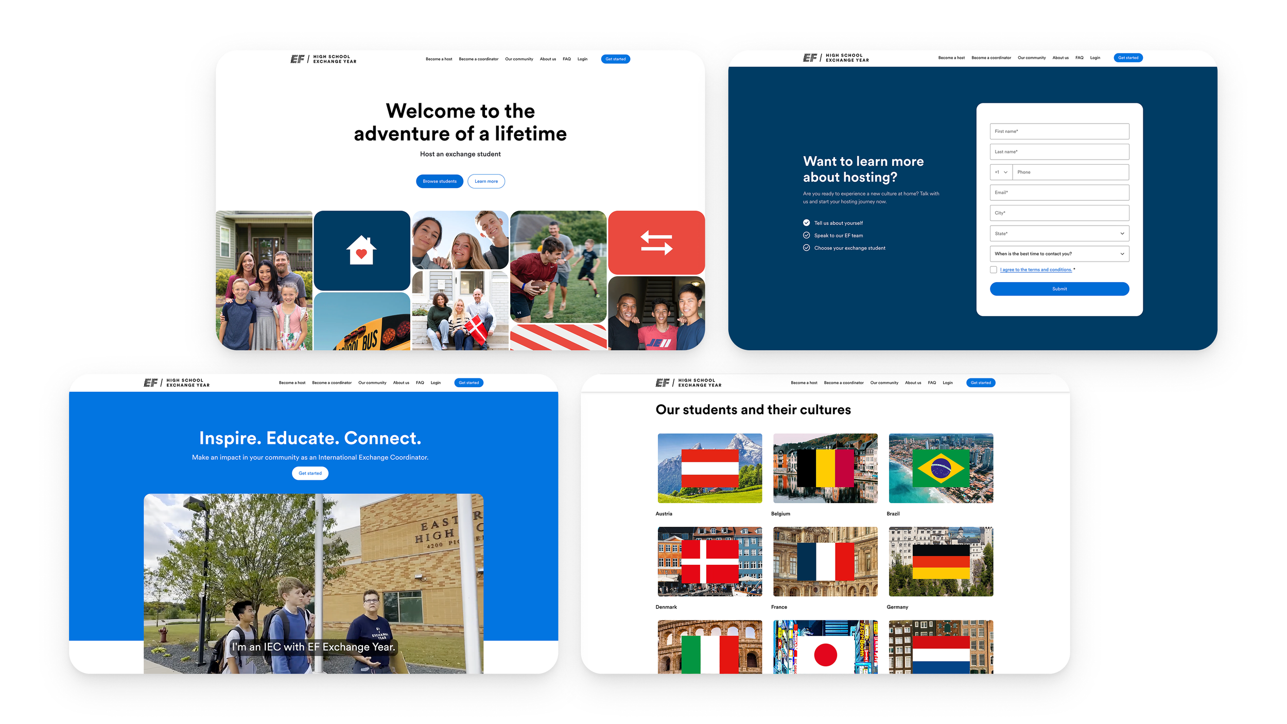 Website for host family recruitment