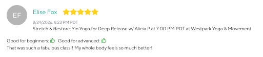 Five-star review for Westpark Yoga & Movement