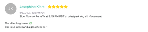 Five-star review for Westpark Yoga & Movement