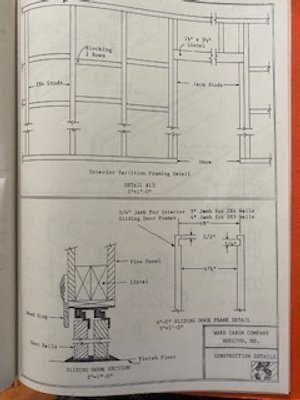 Ward Cedar Log Company architectural drawings for the interior framing. Ward Cedar Log Homes (aka Ward Cabin Company) construction plans for use by an architect or carpenter for assembly.
