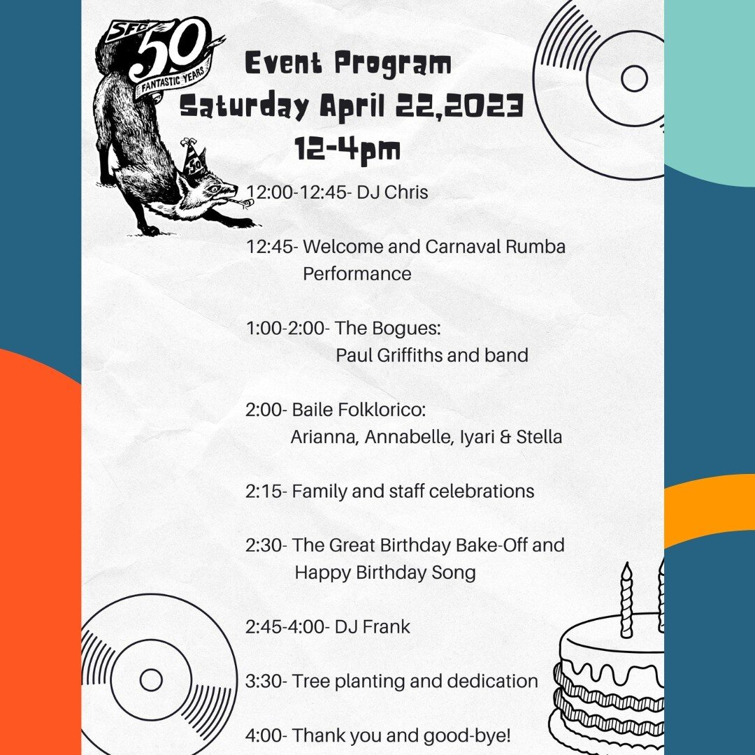 3-2-1... PARTY!!

We are in the final countdown to celebrating 50 fantastic years of SFC!

Check out the program and swipe for details on food and activities.