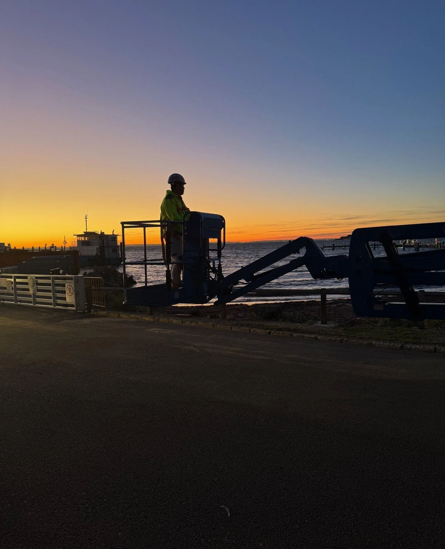Golden hour on the job 🌅⁠
⁠
Making the most of a stunning Rottnest Island sunset while wrapping up for the day. Not a bad office view for the day! 😍⁠
⁠
#ClassicContractors #PaintersofPerth #RottnestIsland #SunsetViews #EWP #ScenicWorkdays #Painting