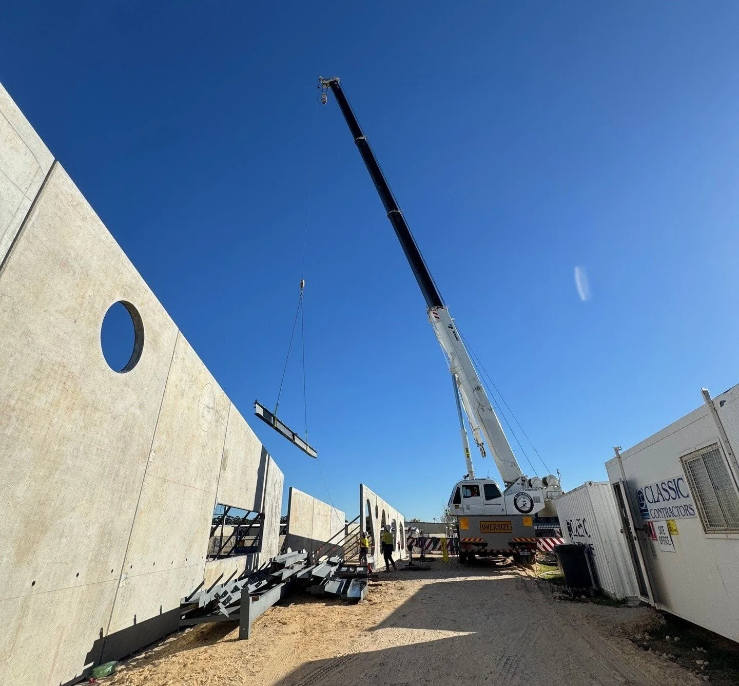 🚧 Big Moves at Carey Baptist College! 🚧⁠
⁠
This week we had the crane on site, lifting and positioning the structural steel for the new build. Each beam is precision-placed to form the backbone of the project.⁠
⁠
We also had our Classic Safety Cons