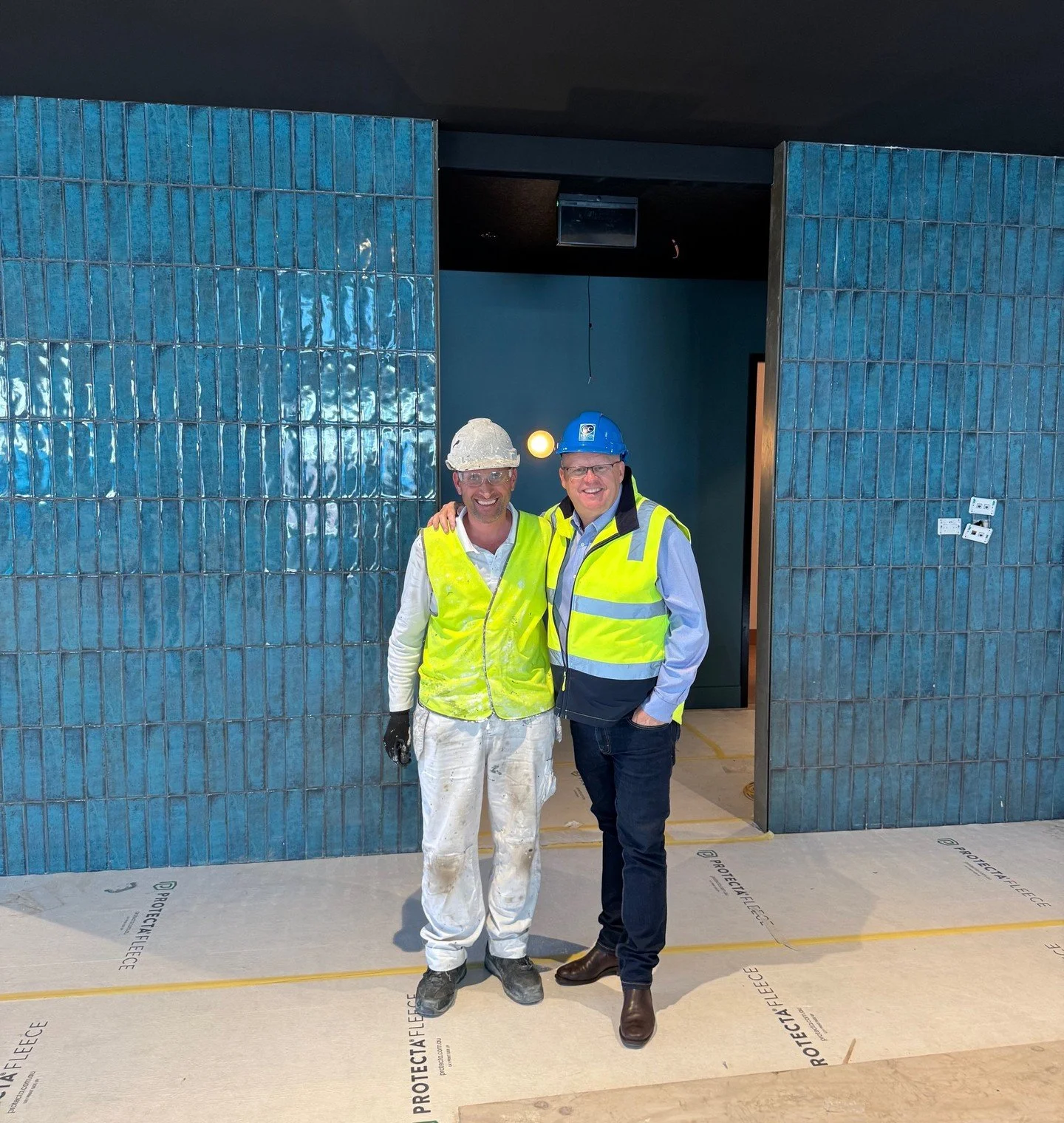 Mark and Fadhel on site at the Busselton Performing Arts Centre. Fadhel has led this project from the start and has done a stellar job bringing it all together 👏🏻⁠
⁠
#TeamClassic #ClassicContractors #PerthPainters #CommercialPainters #BusseltonPerf