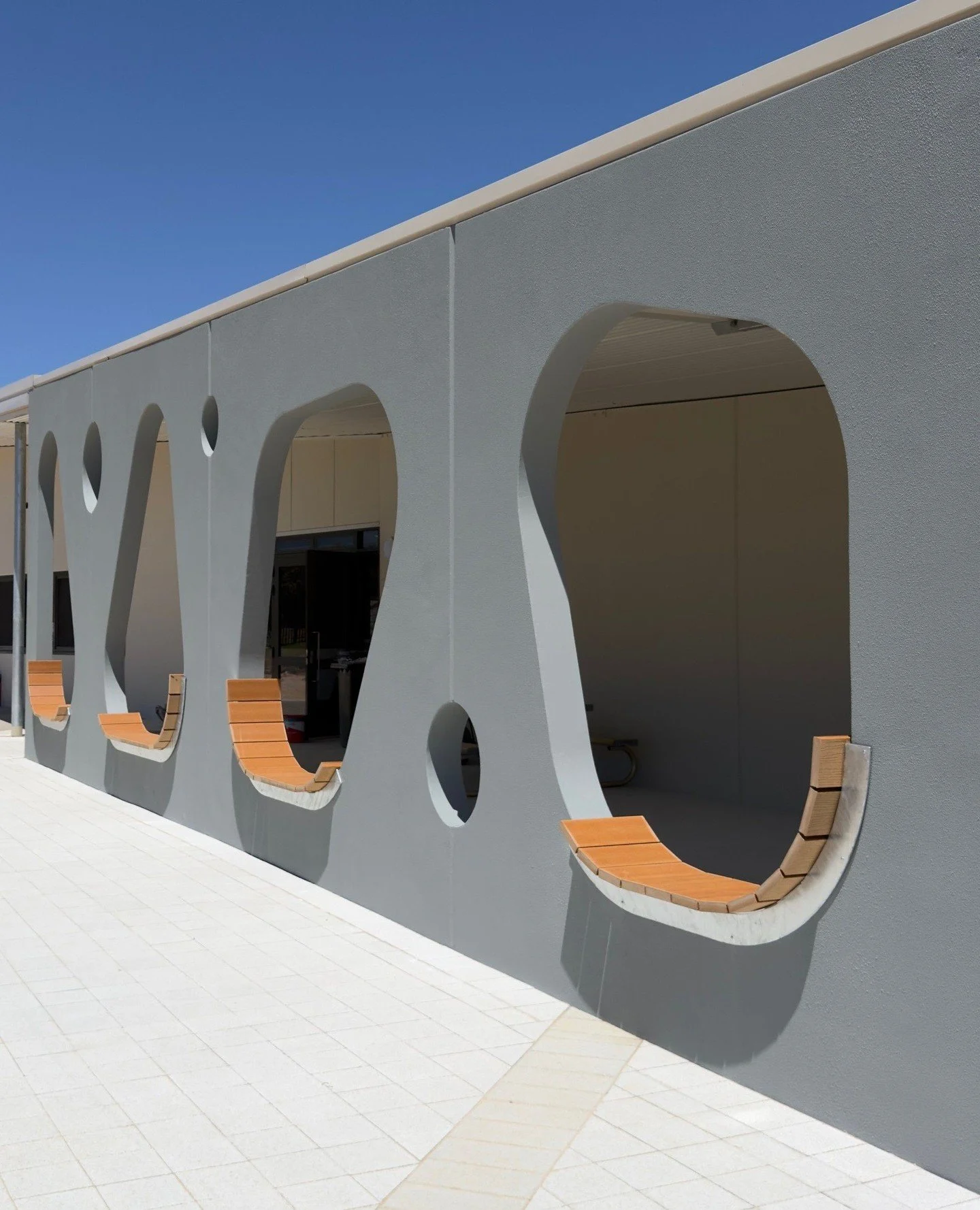 The fit-out of Carey Baptist College&rsquo;s new STEM building is absolutely stunning 🤩⁠
⁠
The architectural shapes and structural elements are a real standout. Especially this external seating feature. A brilliant blend of design and functionality 