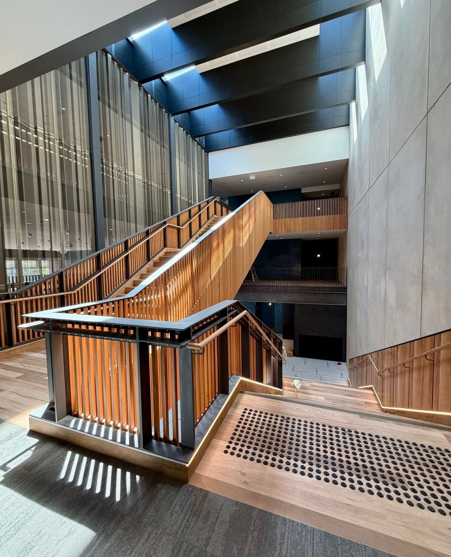 The stairwell at the new Busselton Performing Arts and Convention Centre is simply stunning. ✨⁠
⁠
Filtered natural light pours through the skylight windows above, creating soft shadows and a calm, architectural feel. ⁠
⁠
It&rsquo;s a reminder that gr