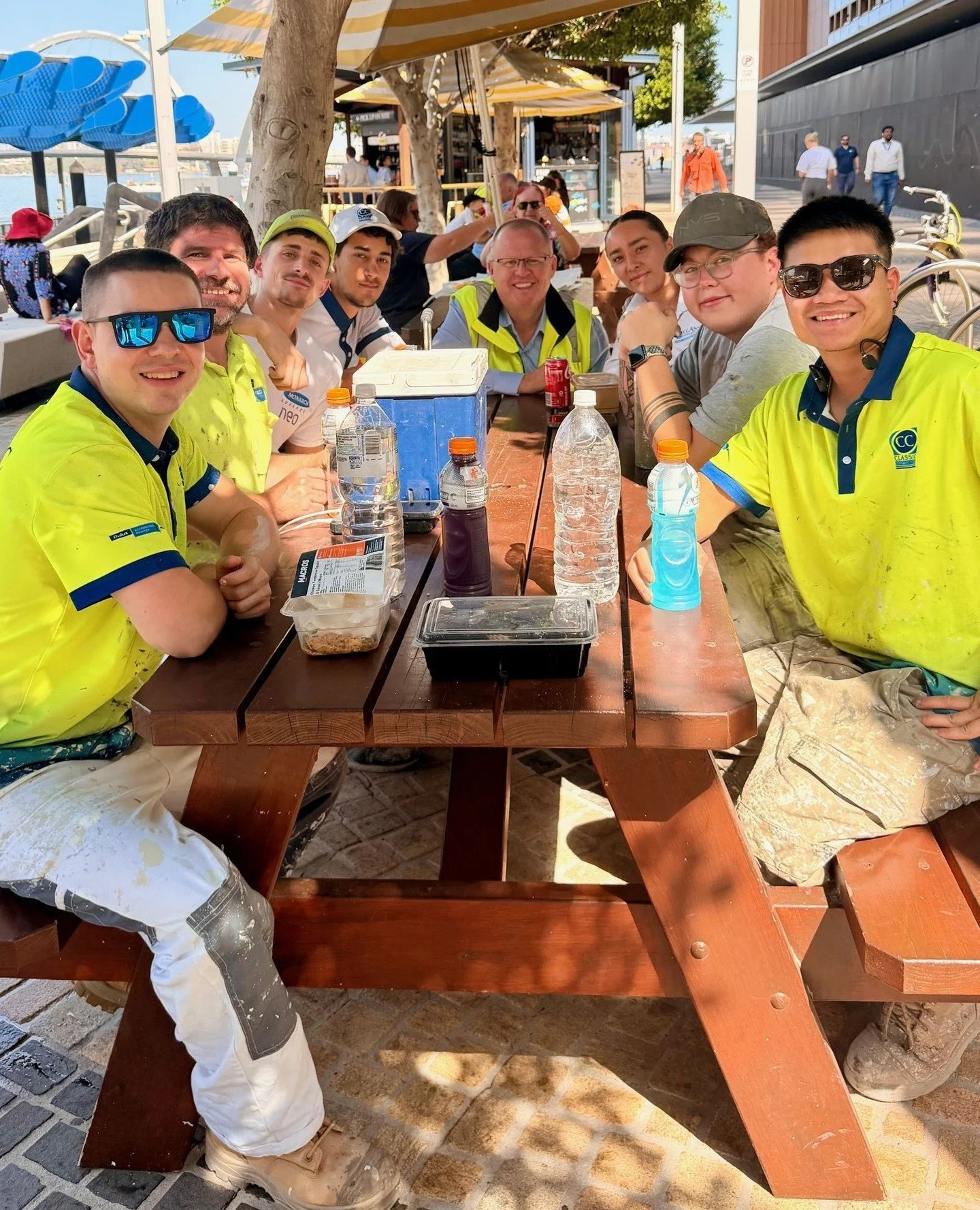 The crew taking a well-earned lunch break at our Elizabeth Quay project 🍎🥙🍵⁠
⁠
#ClassicContractors #TeamClassic #PerthPainters #CommercialPainters