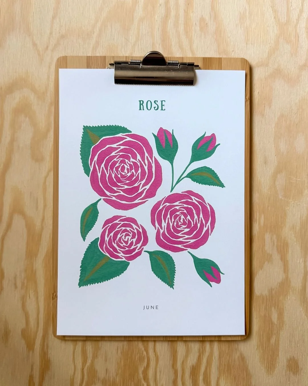 Rose – Birth Flower (June) Art Print (A4)