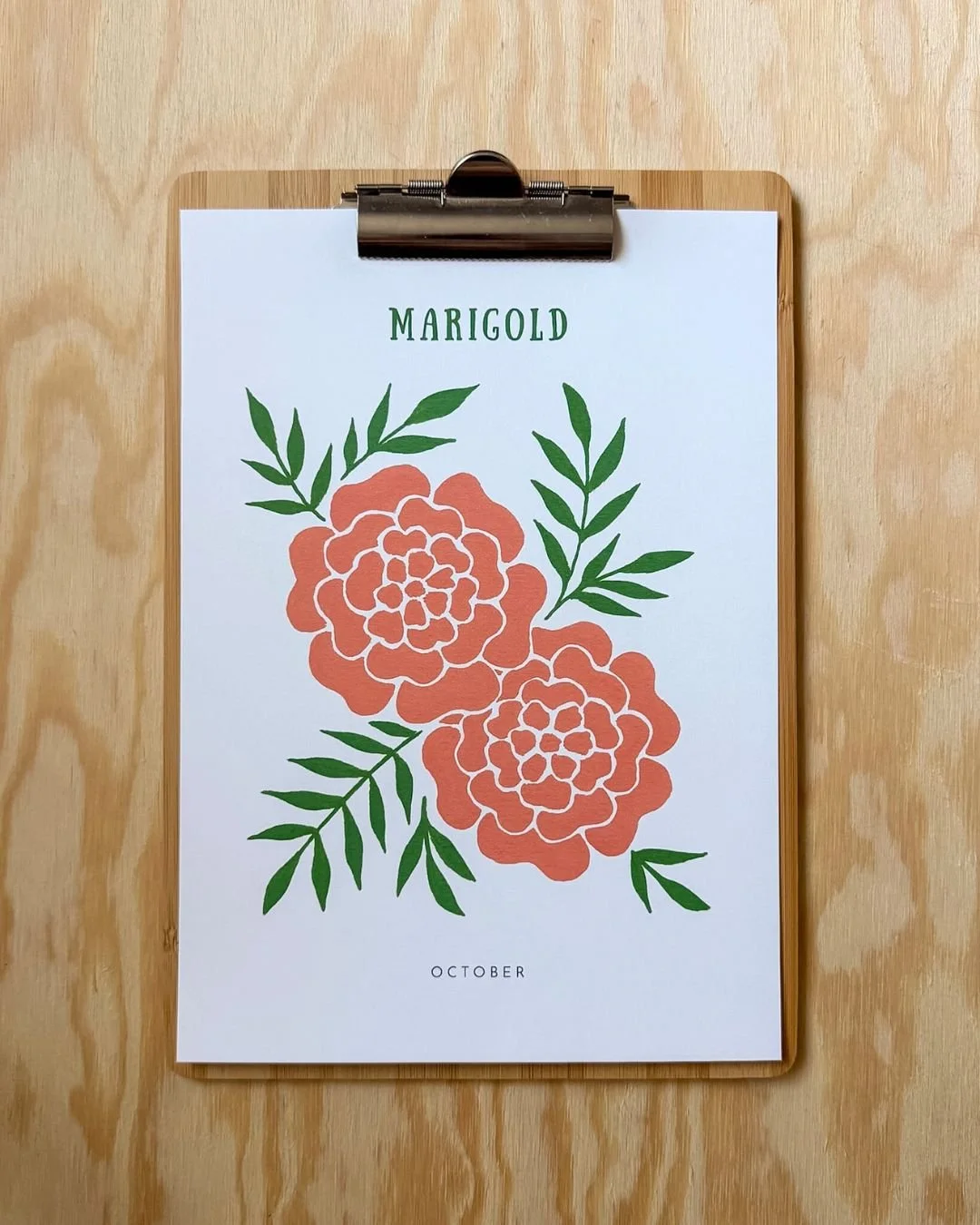 Marigold – Birth Flower (October) Art Print (A4)
