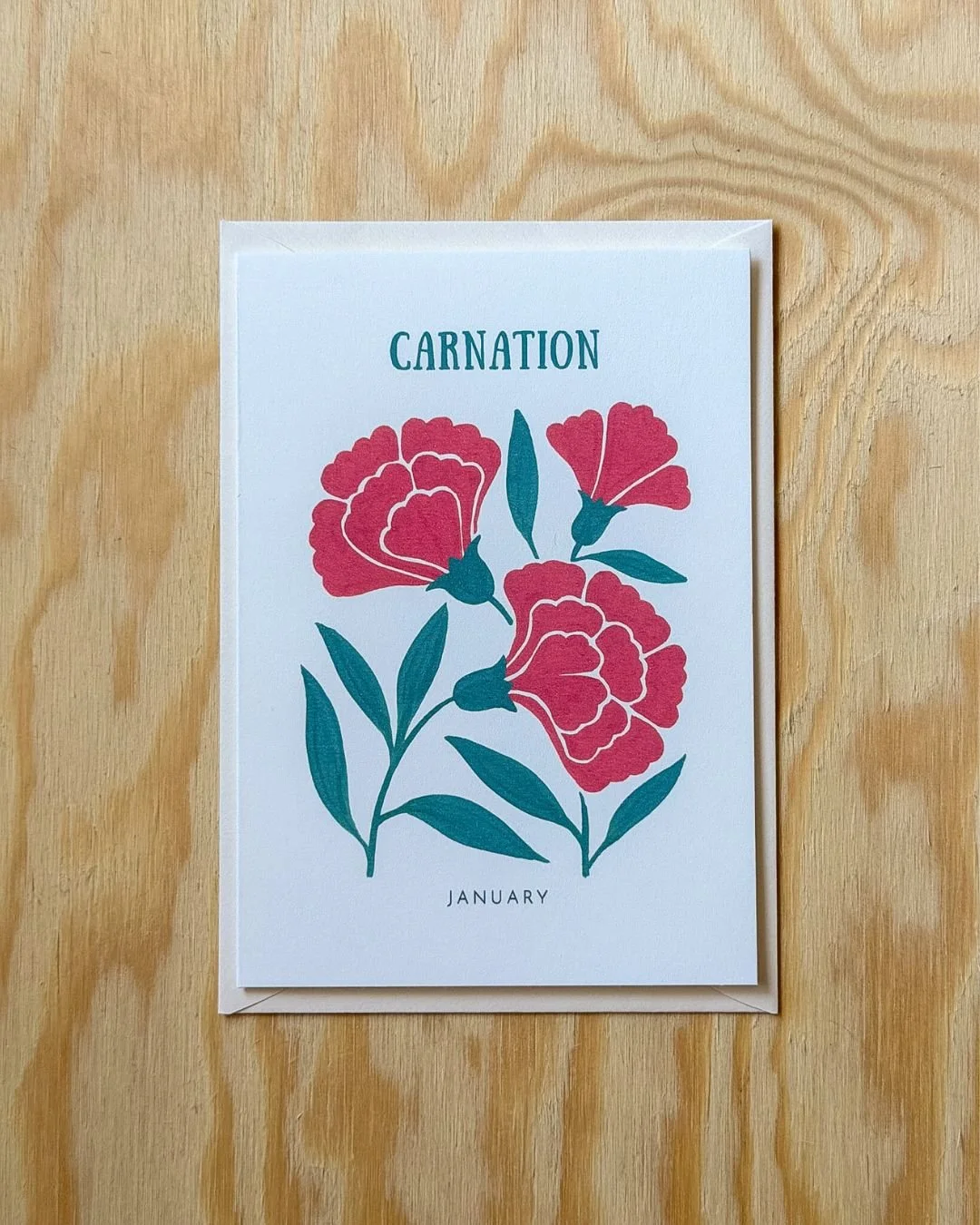 Carnation – Birth Flower Card (January) – Folded Card (A6)