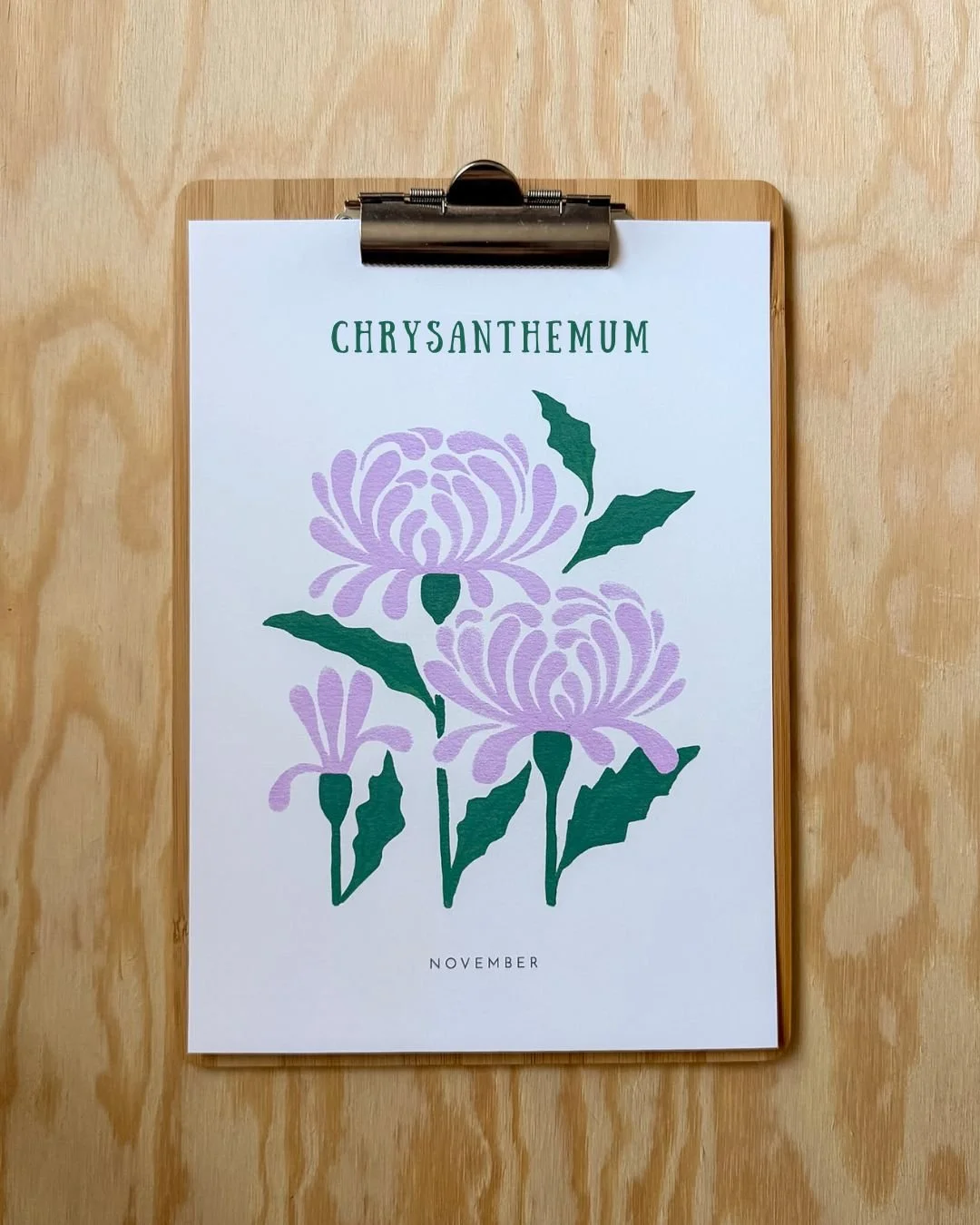 Chrysanthemum – Birth Flower (November) Art Print (A4)