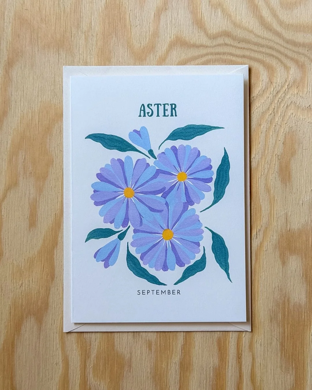 Aster – Birth Flower Card (September) – Folded Card (A6)