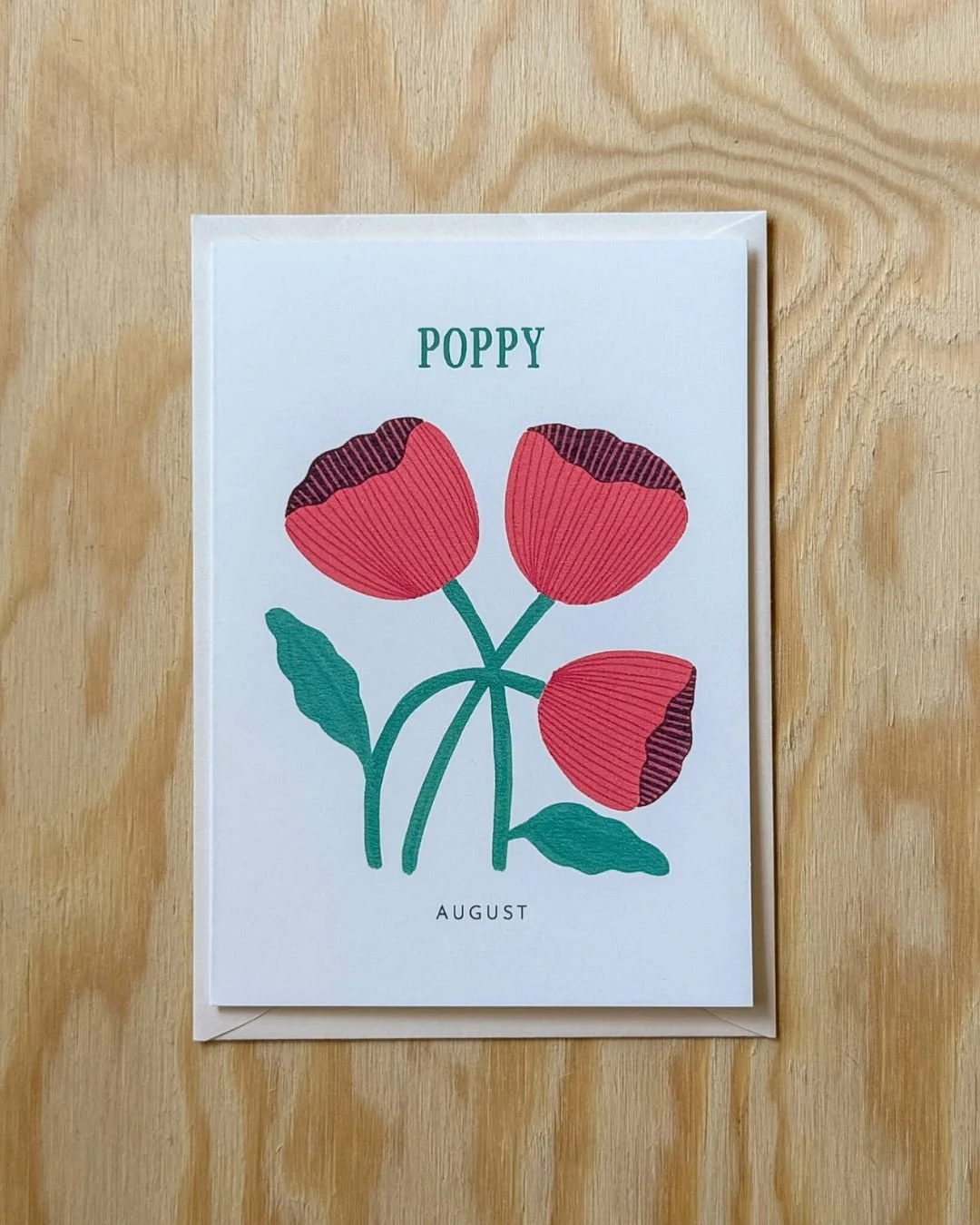 Poppy – Birth Flower Card (August) – Folded Card (A6)