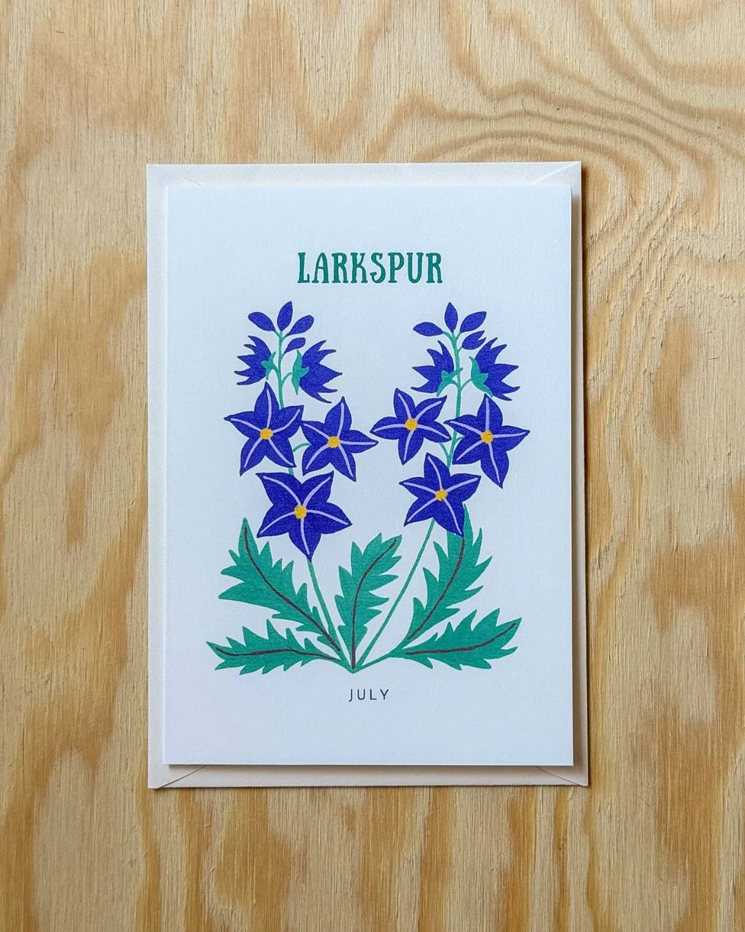 Larkspur – Birth Flower Card (July) – Folded Card (A6)
