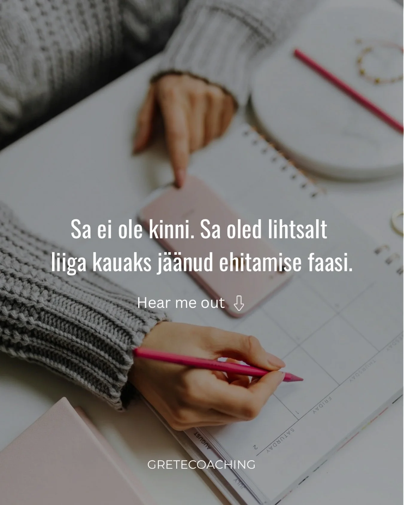 Ma sain hiljuti enda kohta &uuml;hest asjast aru.

Ma olen nii palju olnud &ldquo;kuidas edasi?&rdquo; k&uuml;simuses,
et ma unustasin midagi v&auml;ga lihtsat.

Loomise.

Mitte planeerimise.
Mitte strateegia.
Vaid loomise.

Selle, kus sa lihtsalt r&
